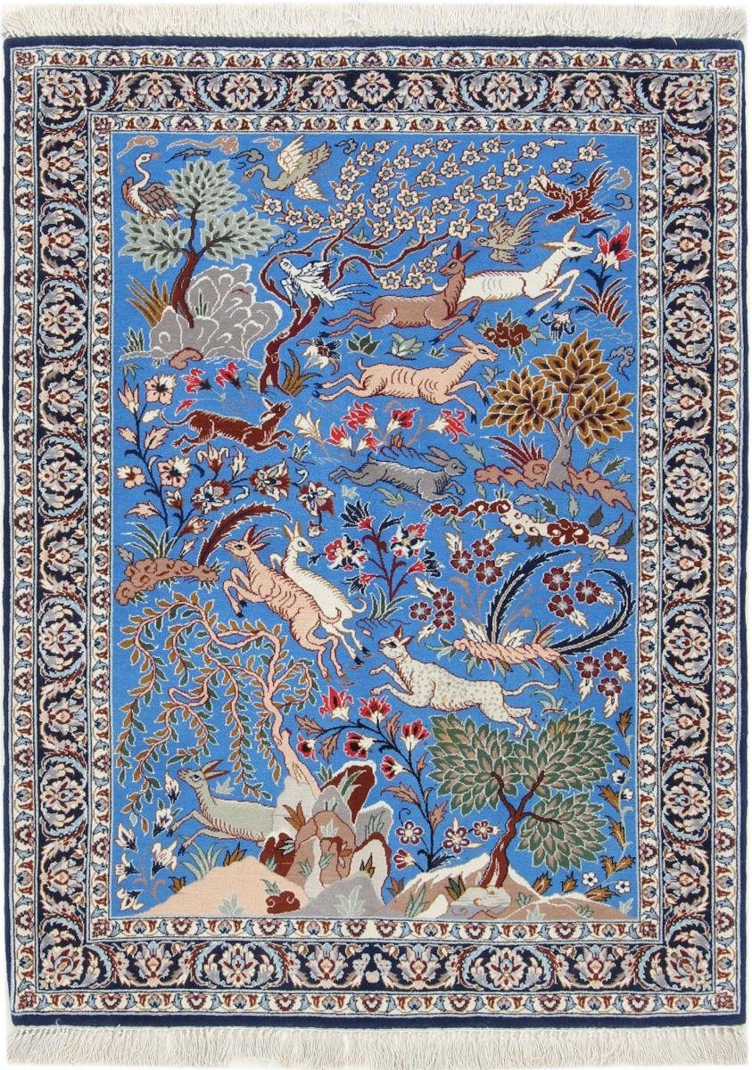 Orientteppich Isfahan Seidenkette 85x115 Handgeknüpfter Orientteppich, Nain Trading, rechteckig, Höhe: 8 mm