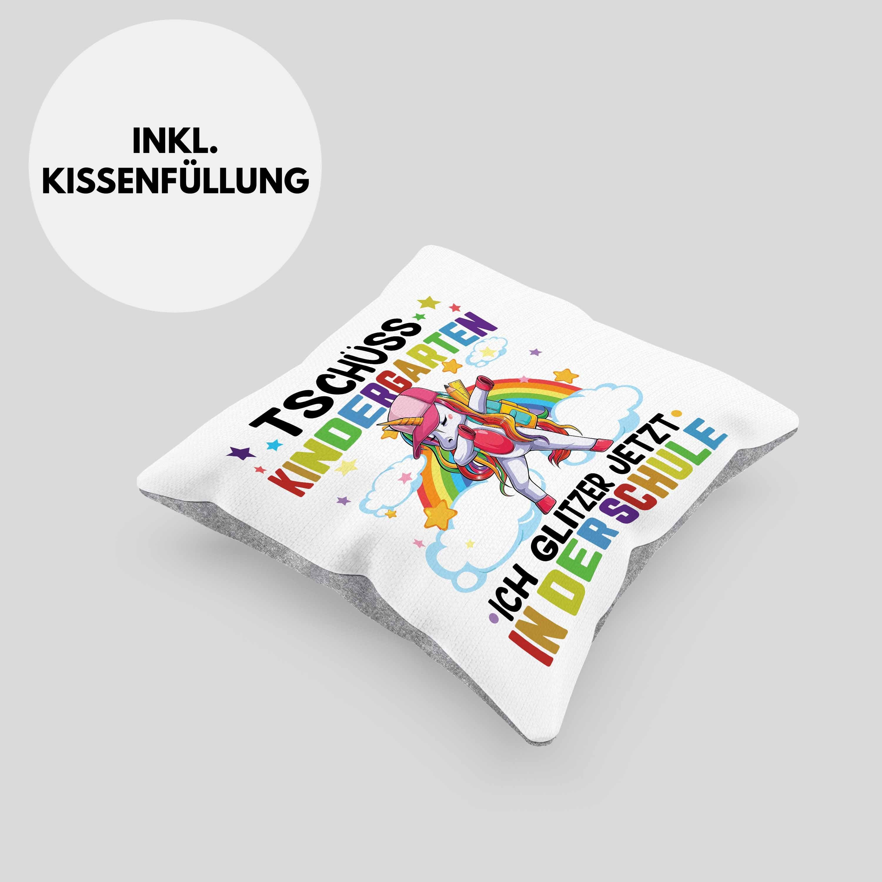 Dekokissen Erster zur Grundschule In Füllung Der - Grau Einschulung 40x40 Glitzer Schultag Geschenk Tschüss Kissen Dekokissen Trendation Ich mit Kinderkarten Trendation