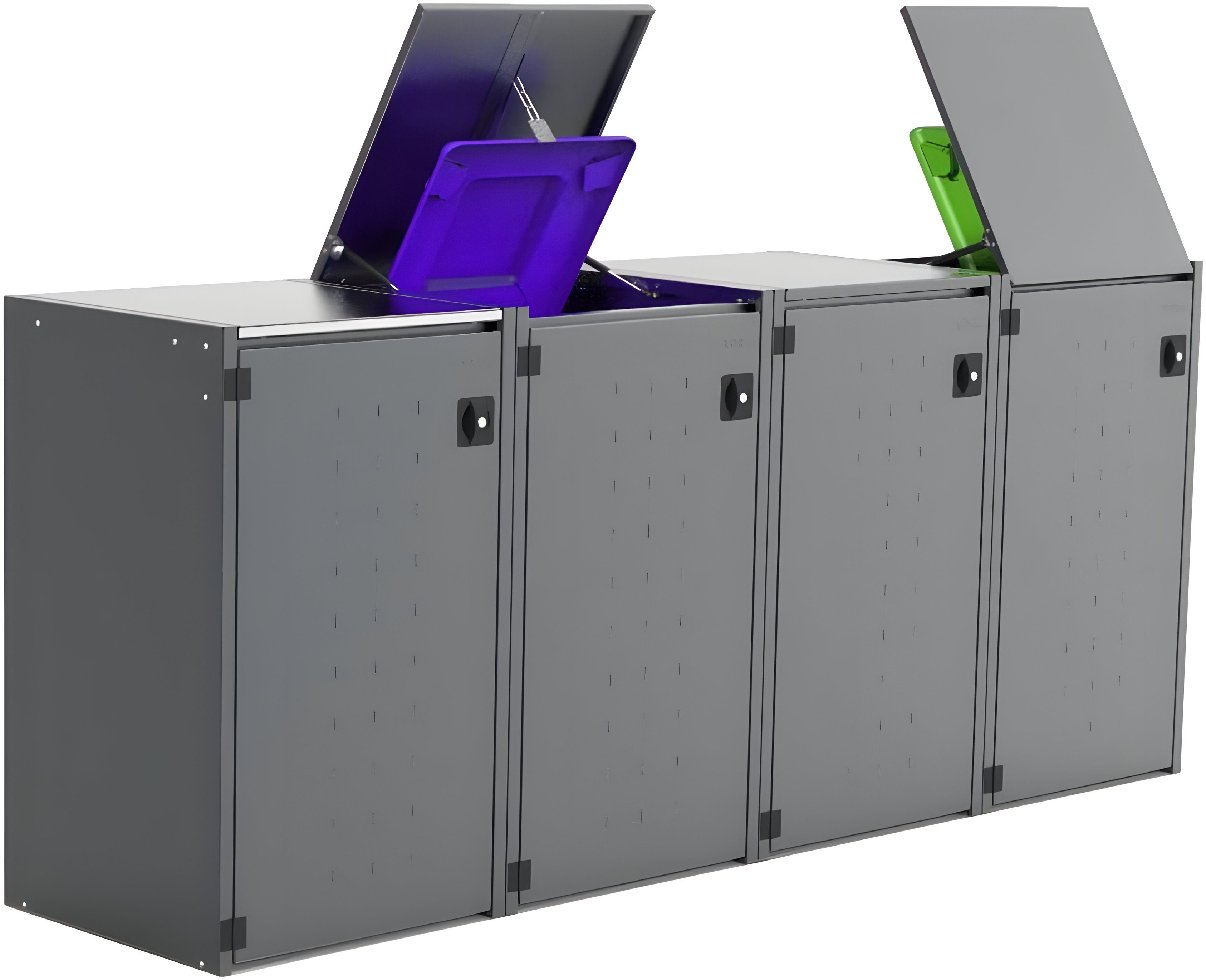 reinkedesign Mülltonnenbox Boxxi mit Kippdeckel aus verzinktem Stahl in Anthrazit