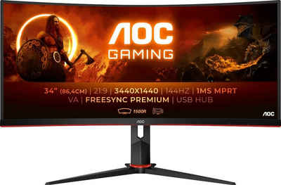AOC CU34G2X/BK Curved-Gaming-LED-Monitor (86,4 cm/34 ", 3440 x 1440 px, QHD+, 1 ms Reaktionszeit, 144 Hz, VA LED)