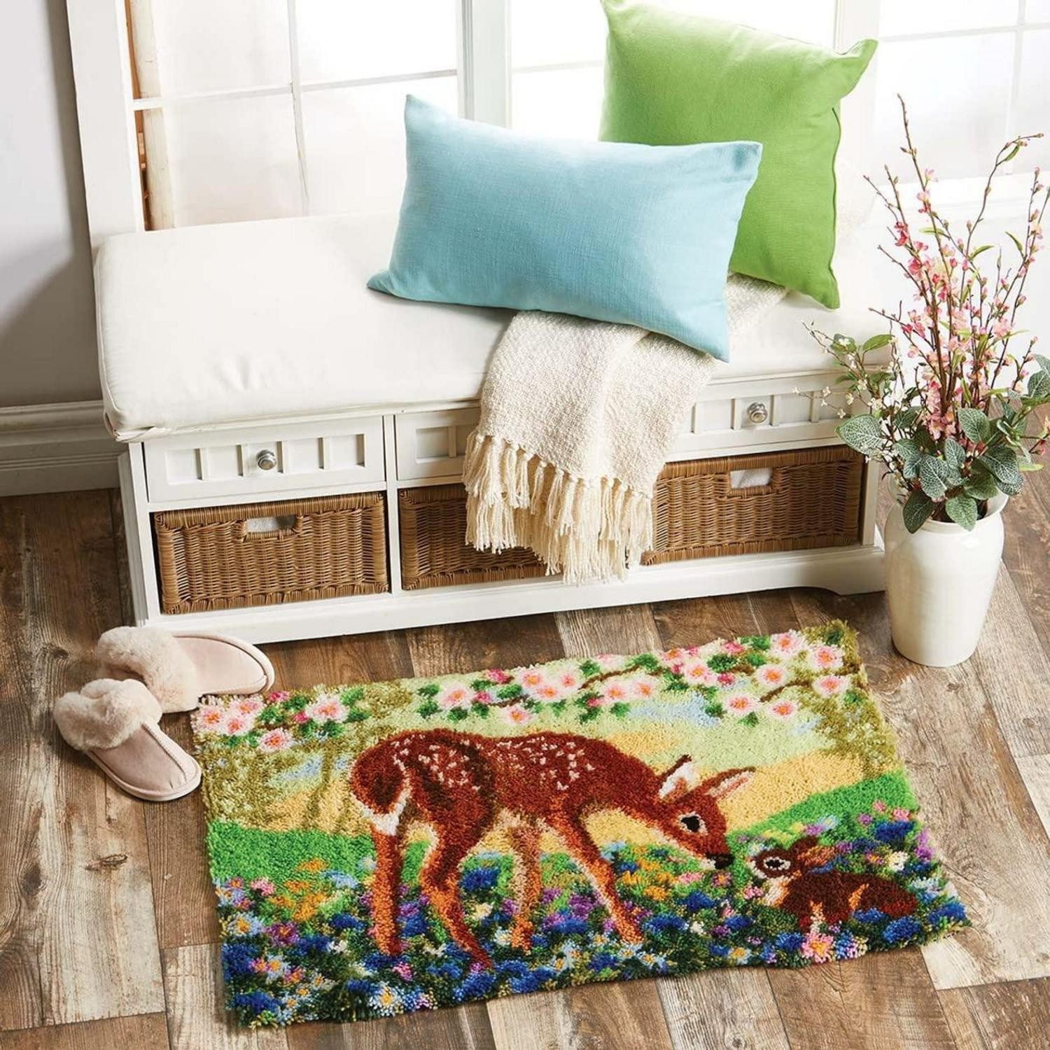 LuxusKollektion Kreativset Knüpfhaken Teppich Set Sika rotwild 50x30cm