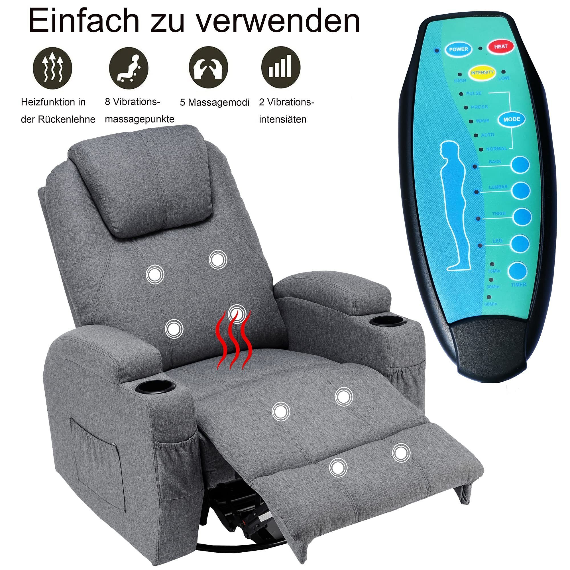 Thanaddo Massagesessel Relaxsessel Massagesessel Fernsehsessel, mit Liegefu günstig online kaufen