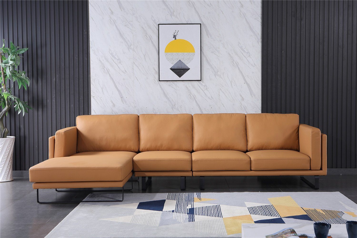 JVmoebel Ecksofa, Ledersofa Couch Sofagarnitur Ecksofa Eck Garnitur Design Modern Sofa Beige