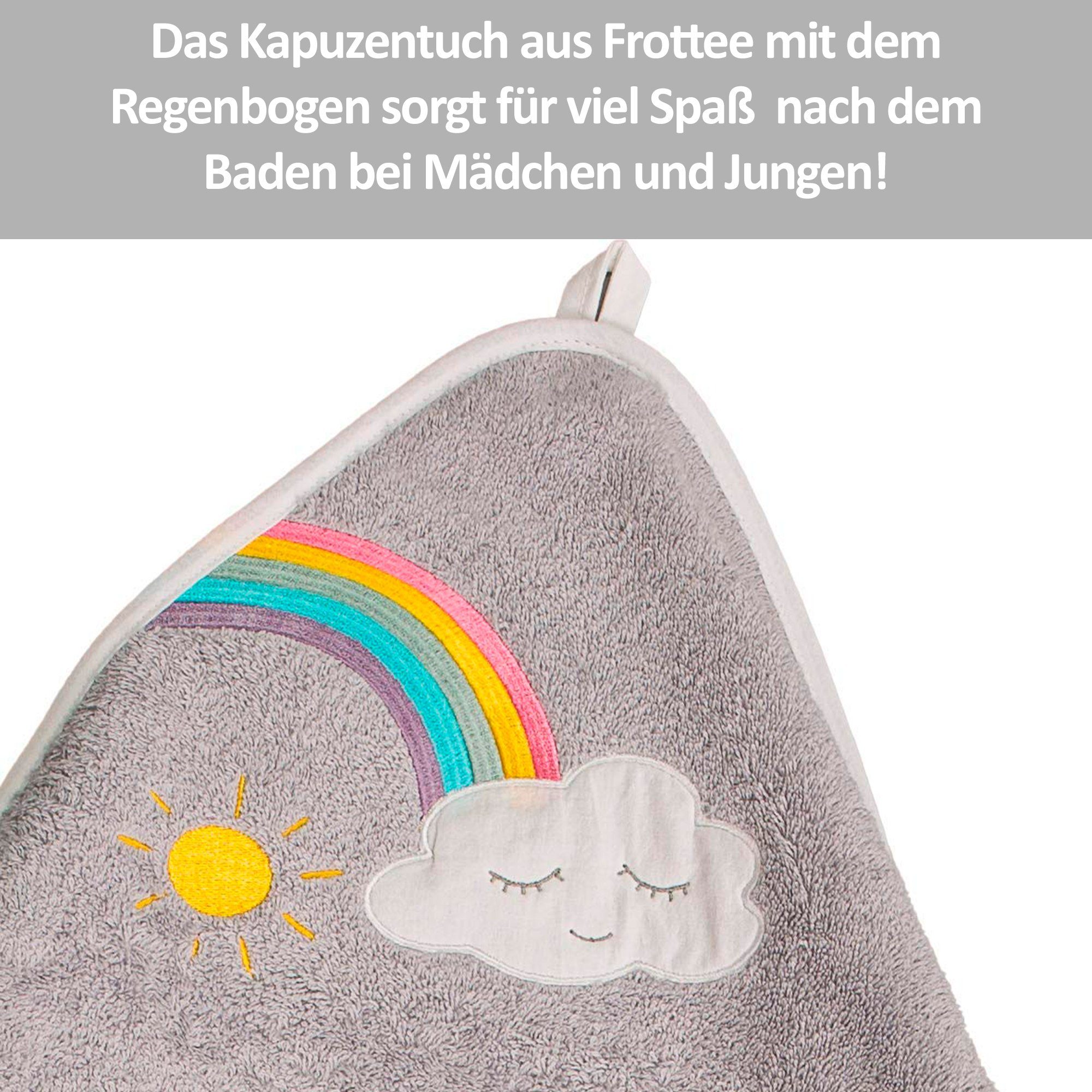 Frottier 100x100 cm, (1-St) Wolke/Regenbogen, Smithy Kapuzenhandtuch