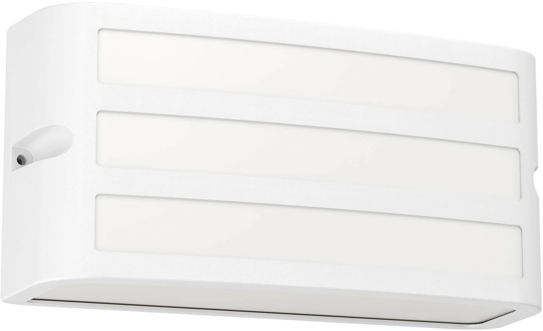EGLO Wandleuchte Camarda Wandlampe, Außenbeleuchtung, rechteckige Außenlampe, E27, IP54, Bewegungsmelder, ohne Leuchtmittel, Wand-/Deckenleuchte - L22 x H11 x AL9 cm - weiß - 1X40W exkl.