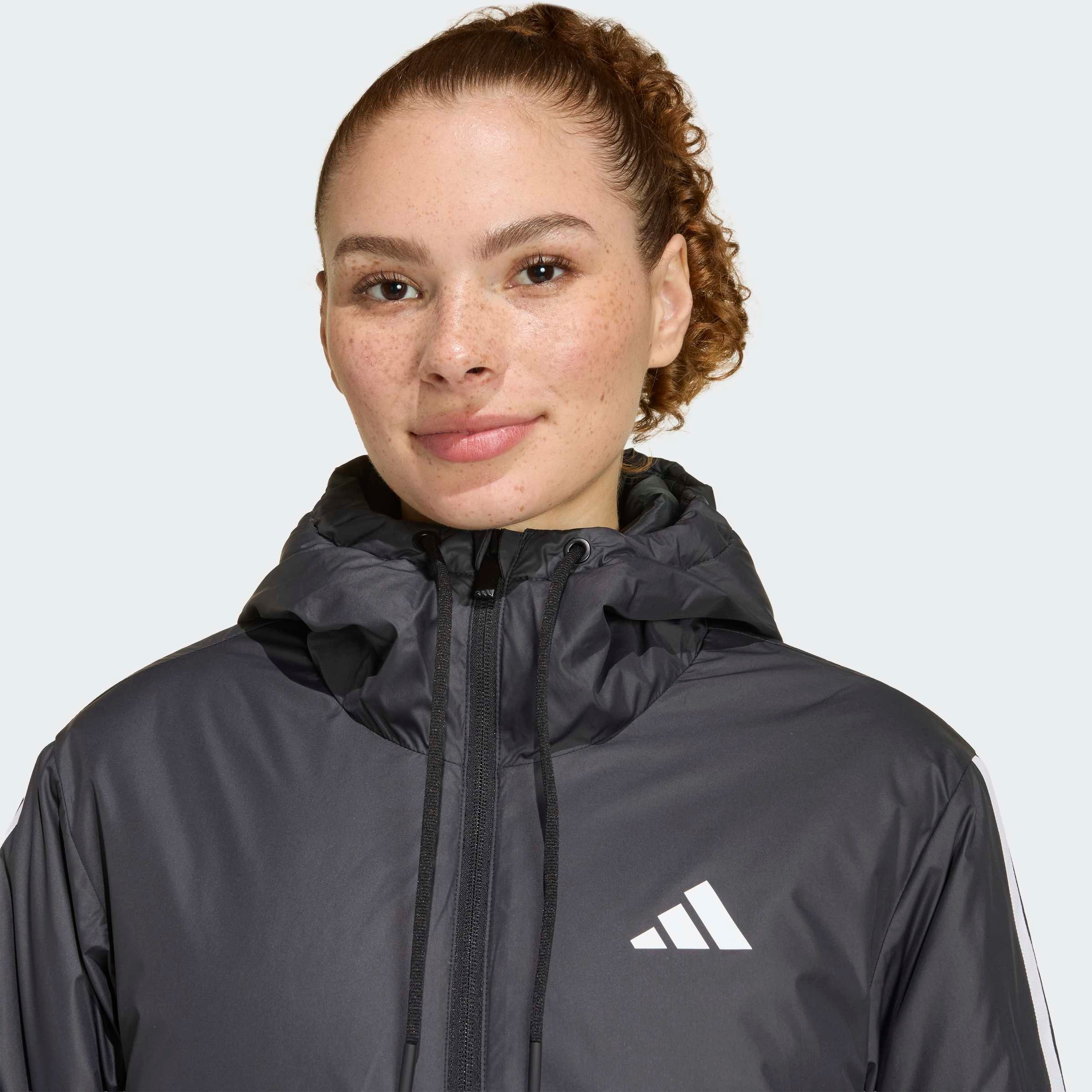 adidas Sportswear Outdoorjacke ESSENTIALS CLIMAWARM 3-STREIFEN MIT KAPUZE für Erwachsene, mit Kapuze, wasserabweisendes Finish
