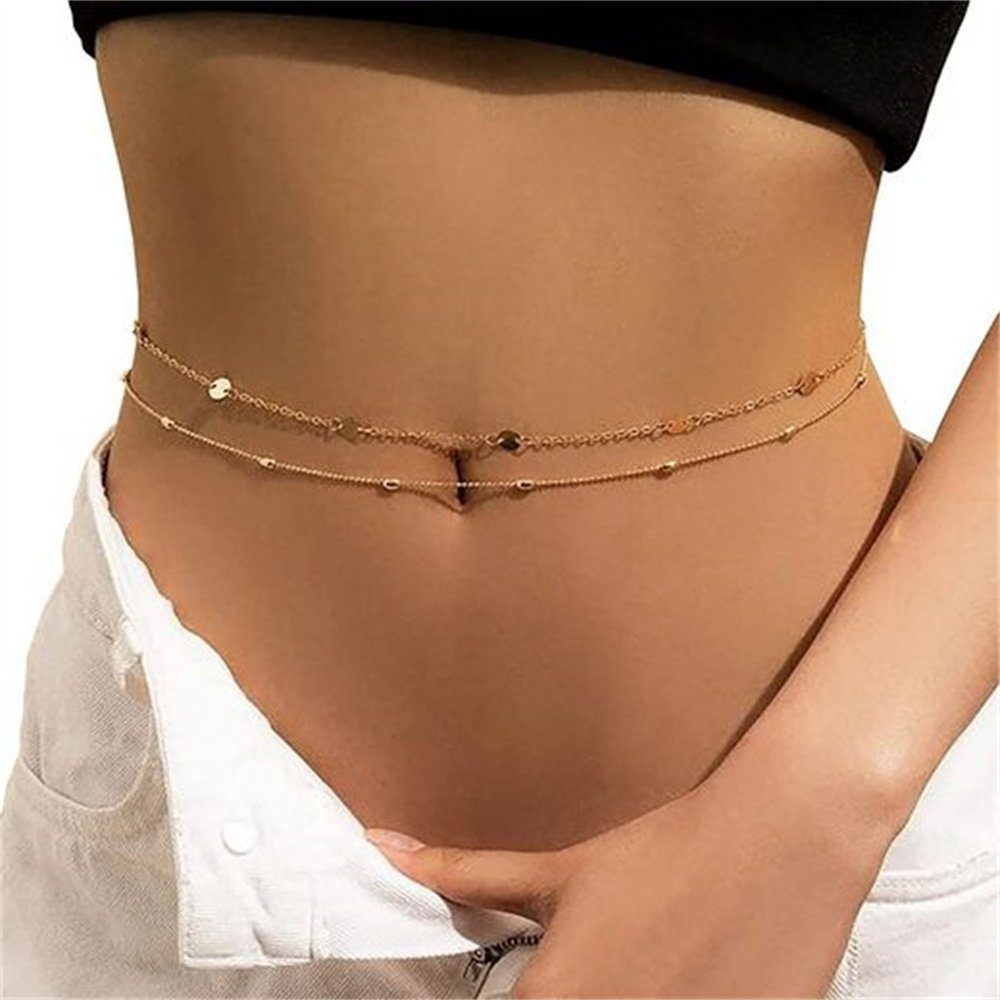 Taillenkette Damen 3-teilig – Gold, Verstellbar, Mehrlagig, Für Bikini, Party & Strand