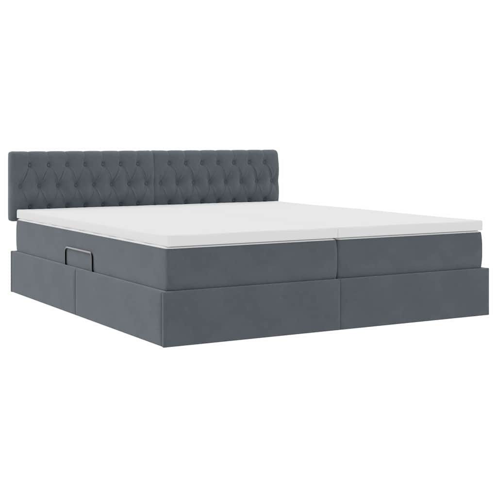 vidaXL Bed Storage Bed with Mattress Dark Grey 90 x 200 cm (1-piece)