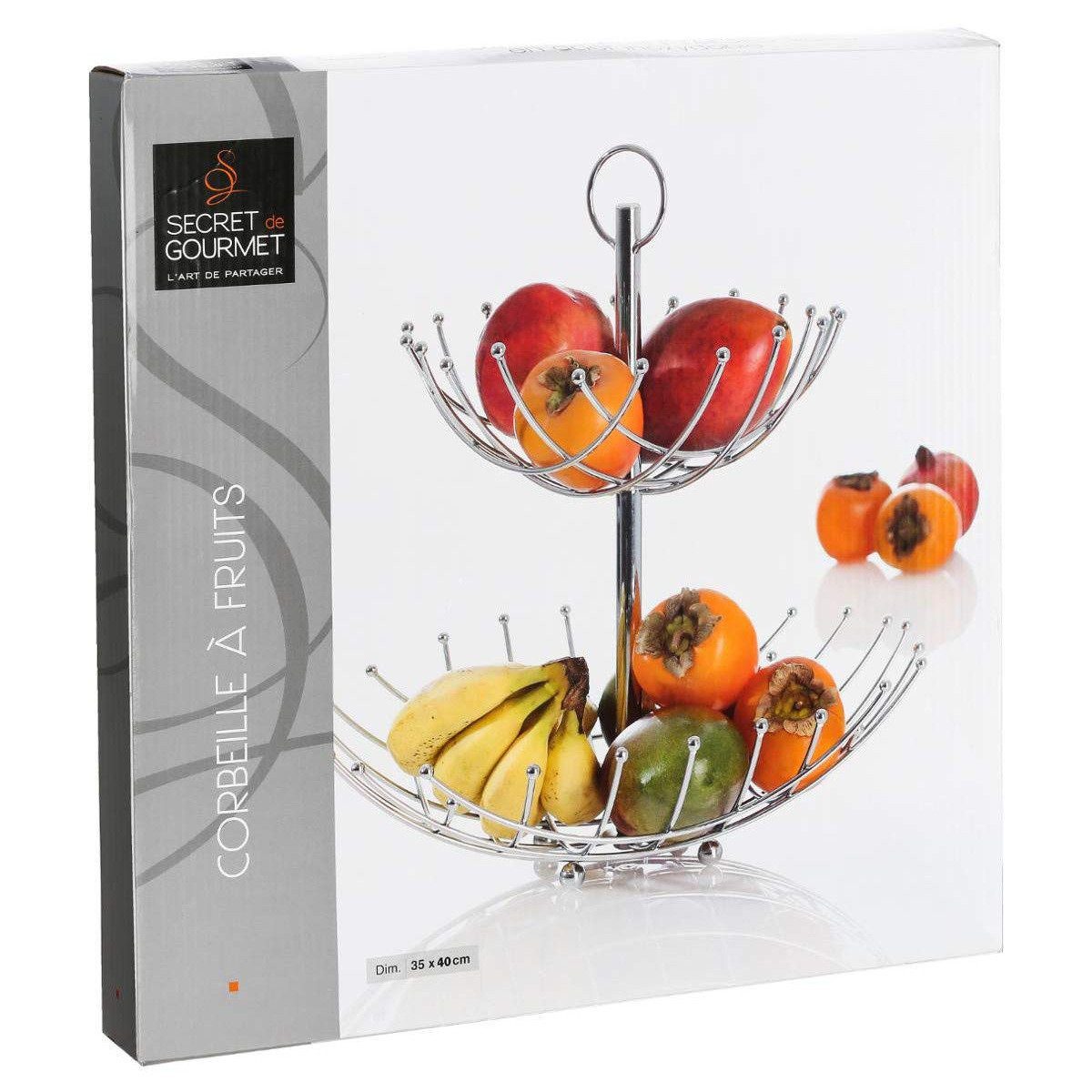5five Simply Smart Obstschale Obstkorb aus Metall, 40 cm, 2 Ebenen - Secret de Gourmet, (einzeln)