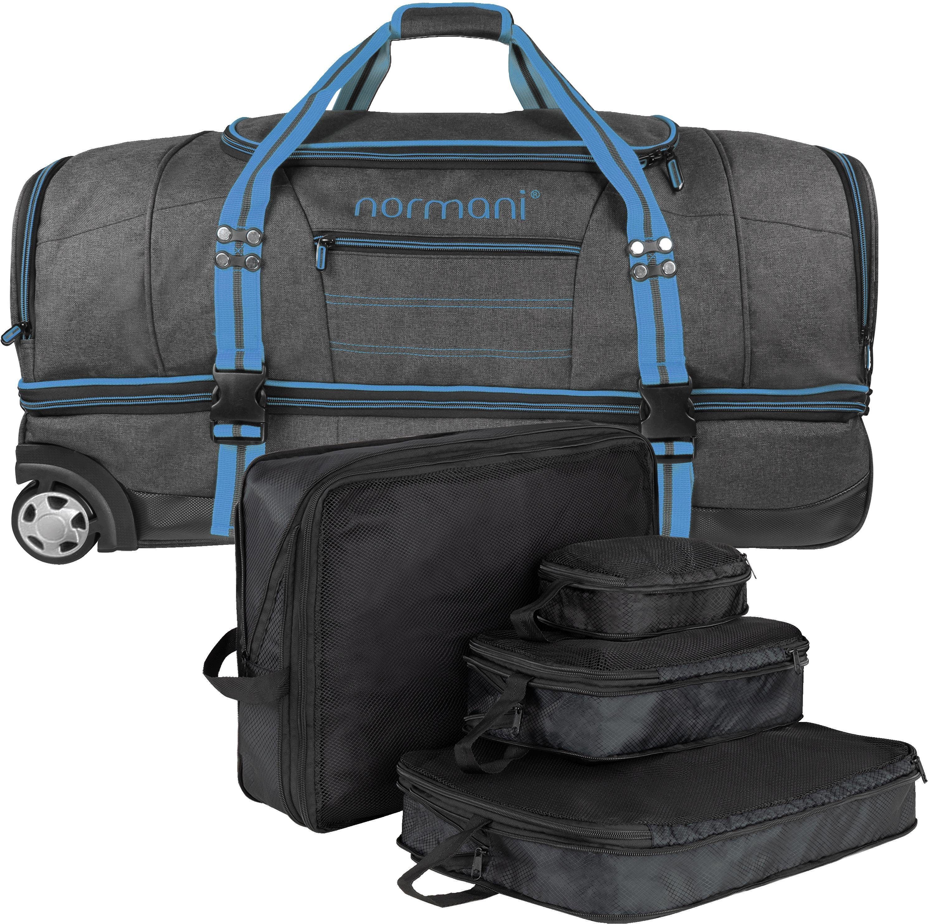 normani Reisetasche Reisetasche 120 L mit 4 Kleidertaschen, Große Reisetasche mit Rollen 120 Liter Blau | Reisetaschen