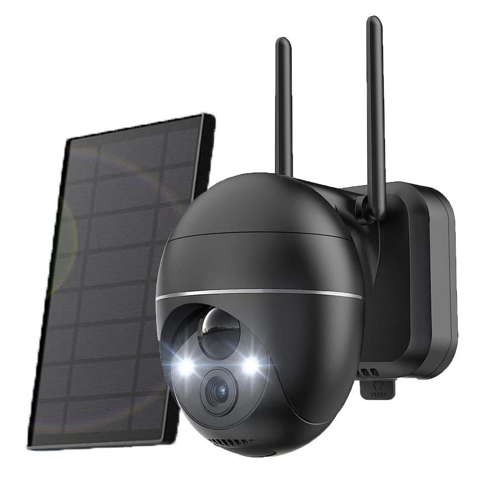 Topcony Überwachungskamera 2K 3MP Security Camera Überwachungskamera Aussen Solar WLAN Akku (Aussen, Außenbereich, Outdoor, Außen, Kabellos Überwachungskamera WLAN Akku, 355°/120° Schwenkbar PTZ, 1-tlg., 20m Farbnachtsicht, PIR Bewegungsmelder,Sirene/Weiß