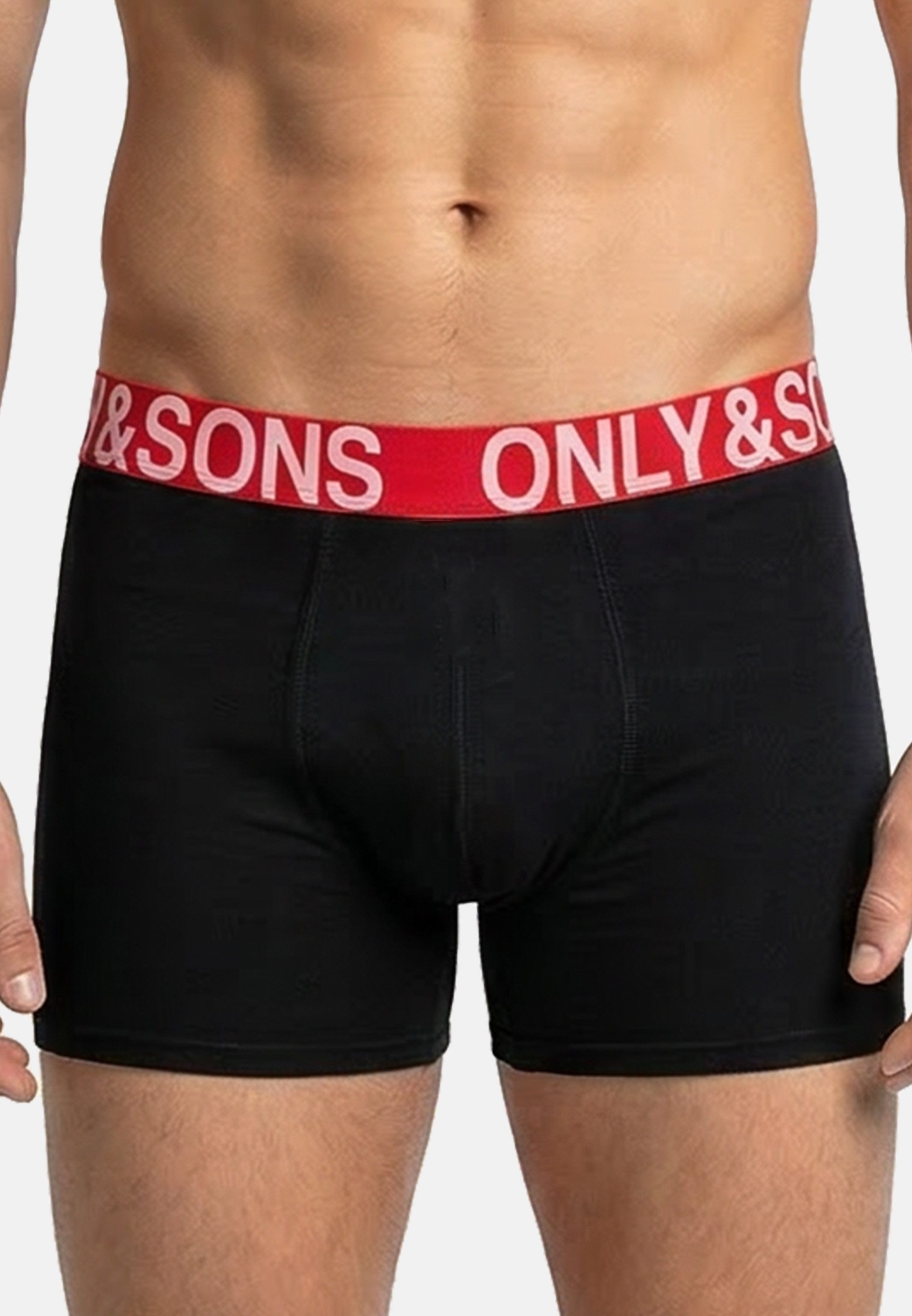 ONLY & SONS Retro Boxer 6er Pack ONSFITZ SOLID BOXER (Spar-Set, 6-St) Long Short / Pant - Baumwolle - ohne Eingriff - Atmungsaktiv
