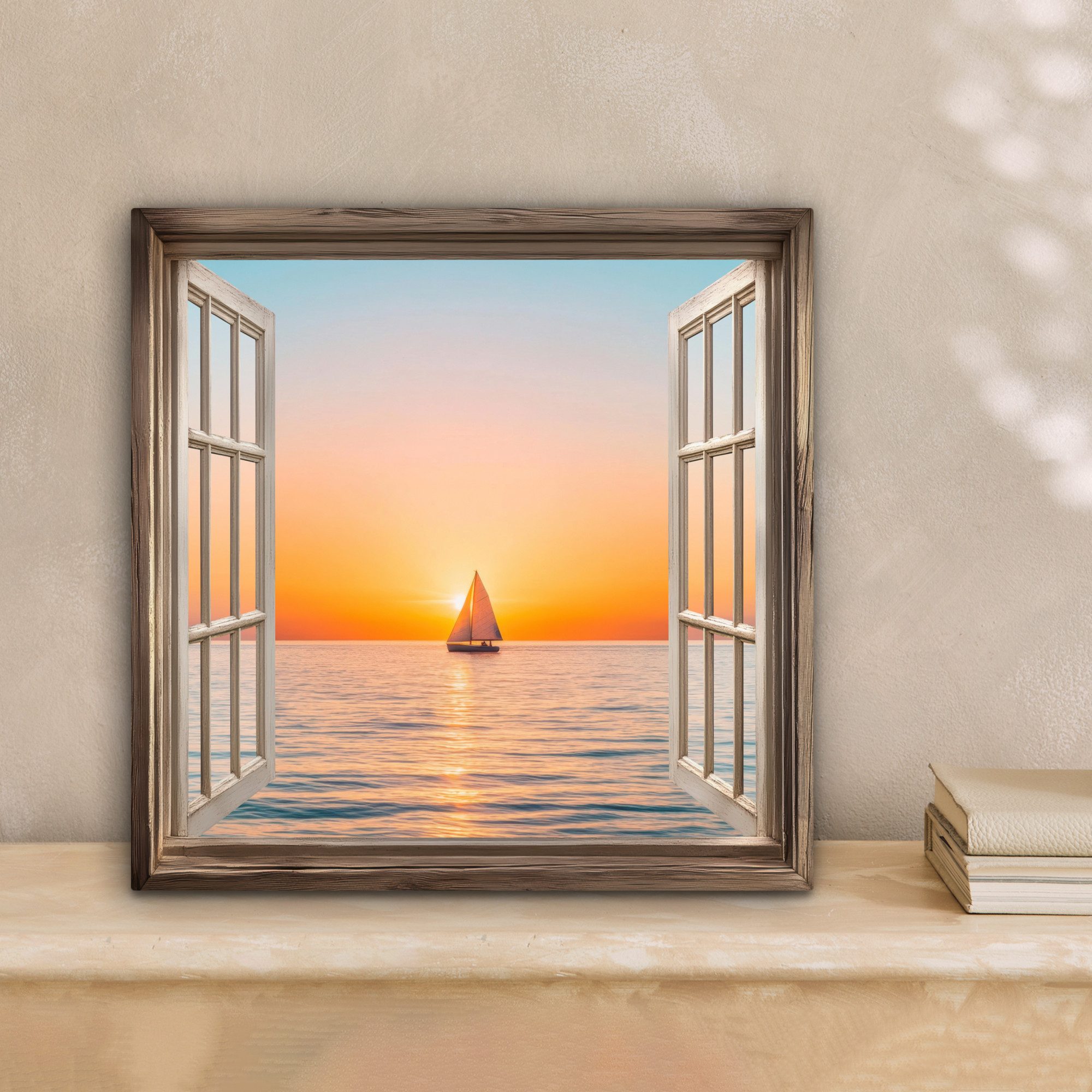 OneMillionCanvasses® Leinwandbild Transparenter Blick - Meer - Boot - Sonne günstig online kaufen