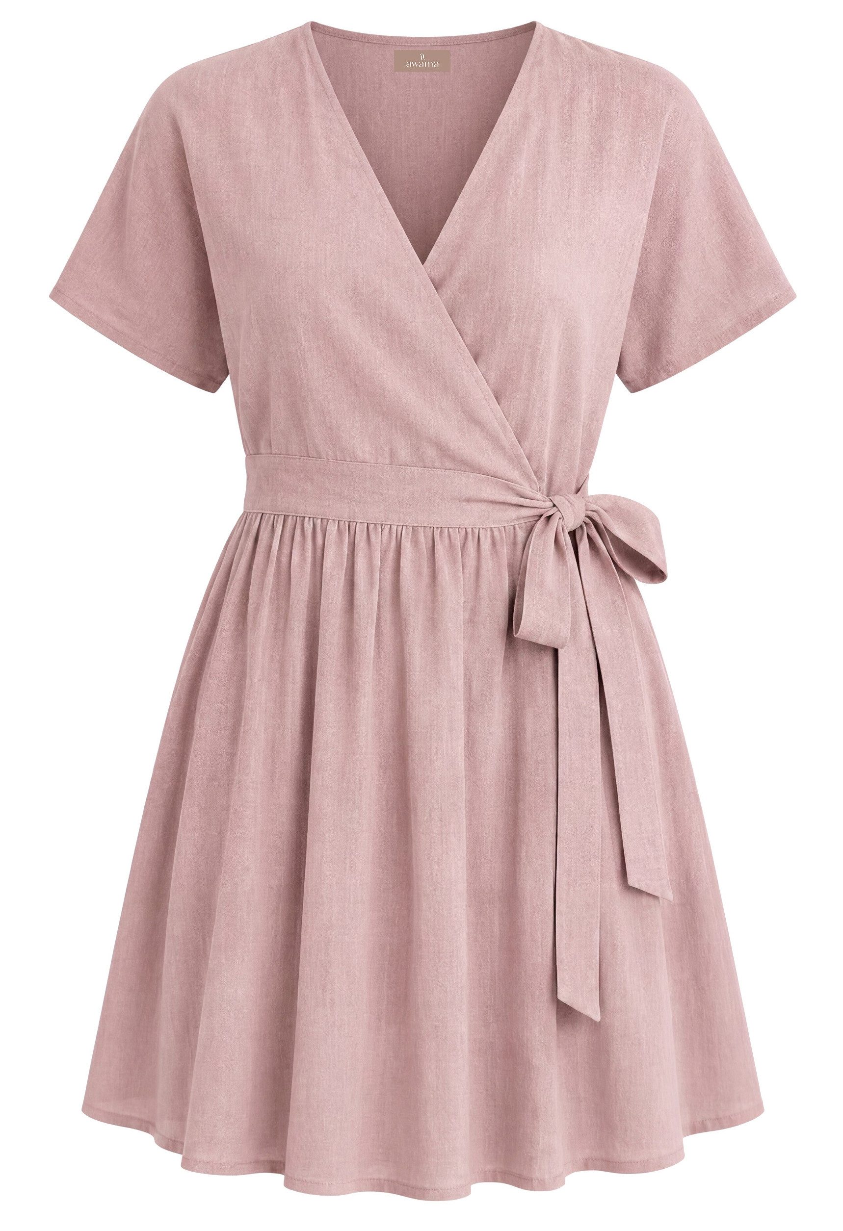 Awama Wickelkleid mit V-Ausschnitt und Bindeband