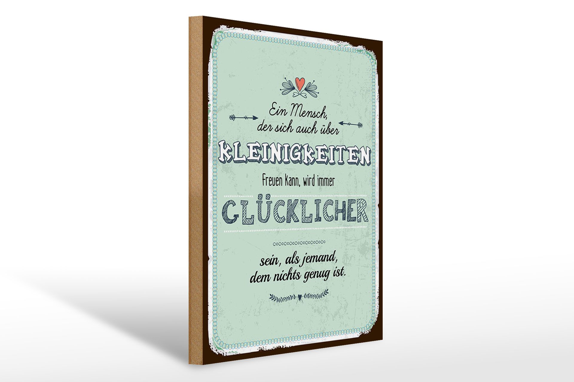 Holzbild Spruch 30x40cm Mensch der sich über Kleinigkeiten freuen kann