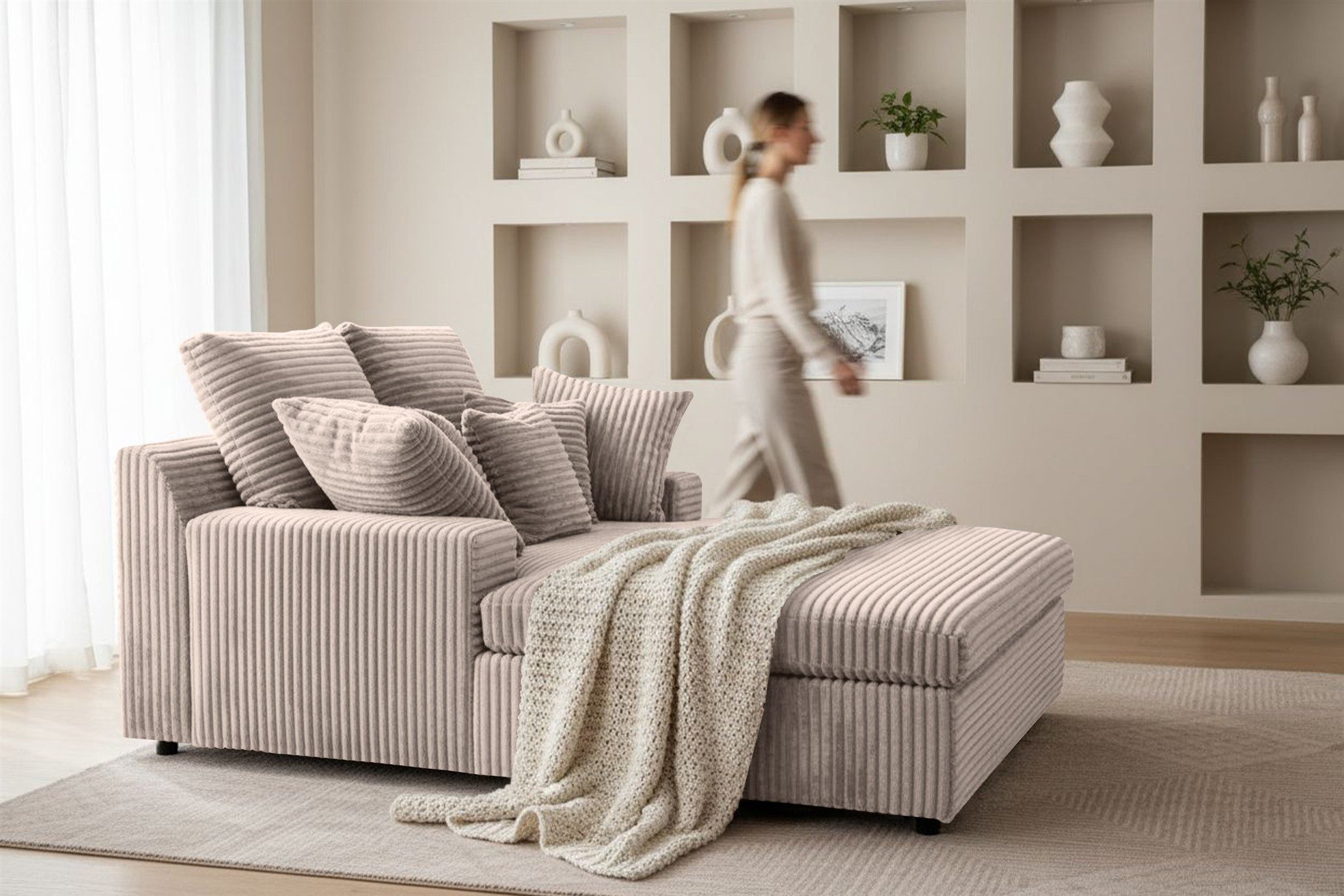 Fun Möbel Chaiselongue Chaiselongue Liege AROSA in Stoff Tilia, inkl. Zier- und Rückenkissen