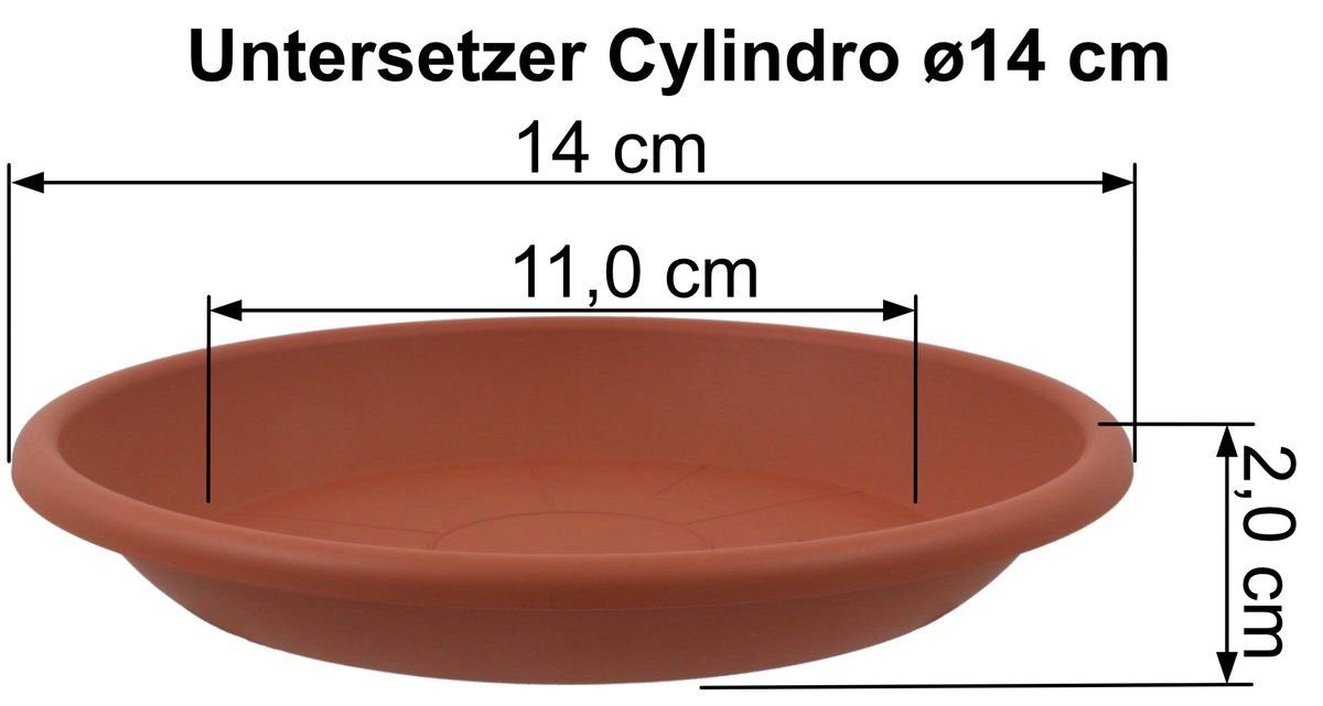 Heimwerkercenter Pflanzkübel MePla ø15 - 2-tlg. aus UV-beständigem Pflanzkübel Blumentopf Untersetzer Cylindro aus und Terrakotta, cm cm, ø14 Set wetterfest Kunststoff