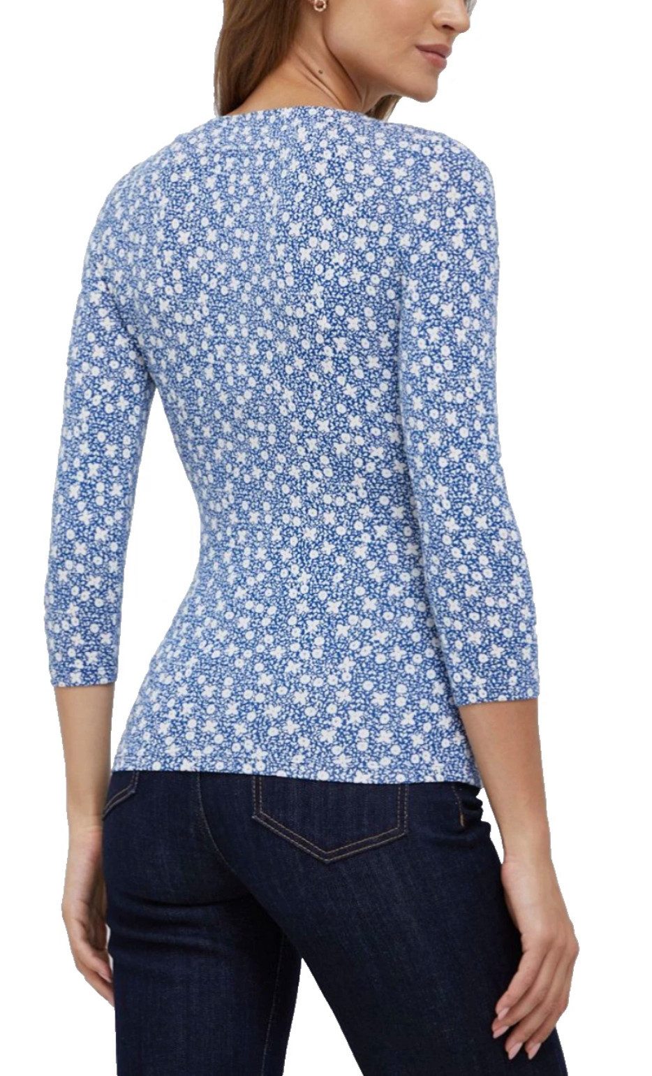 Polo Ralph Lauren T-Shirt Damen Top mit Allover-Muster V-Ausschnitt mit lei günstig online kaufen