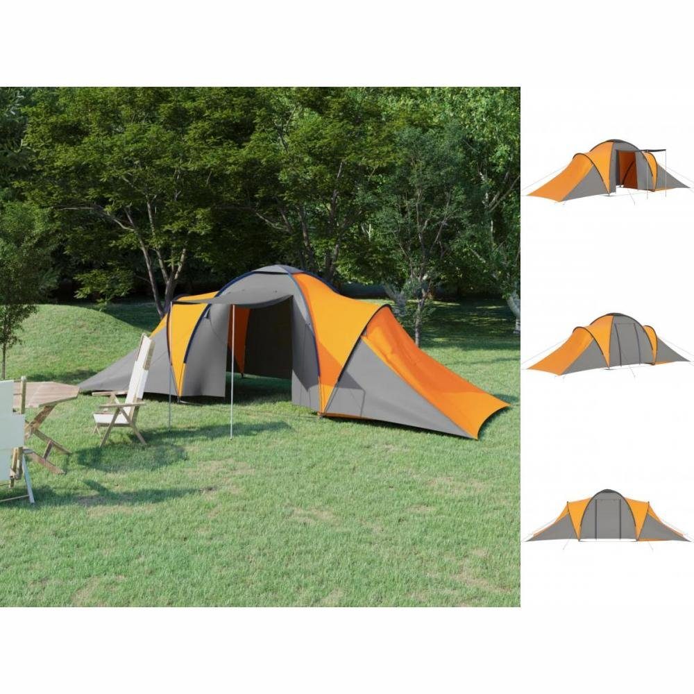 vidaXL Wurfzelt Campingzelt 6 Personen Grau und Orange | Vorzelte