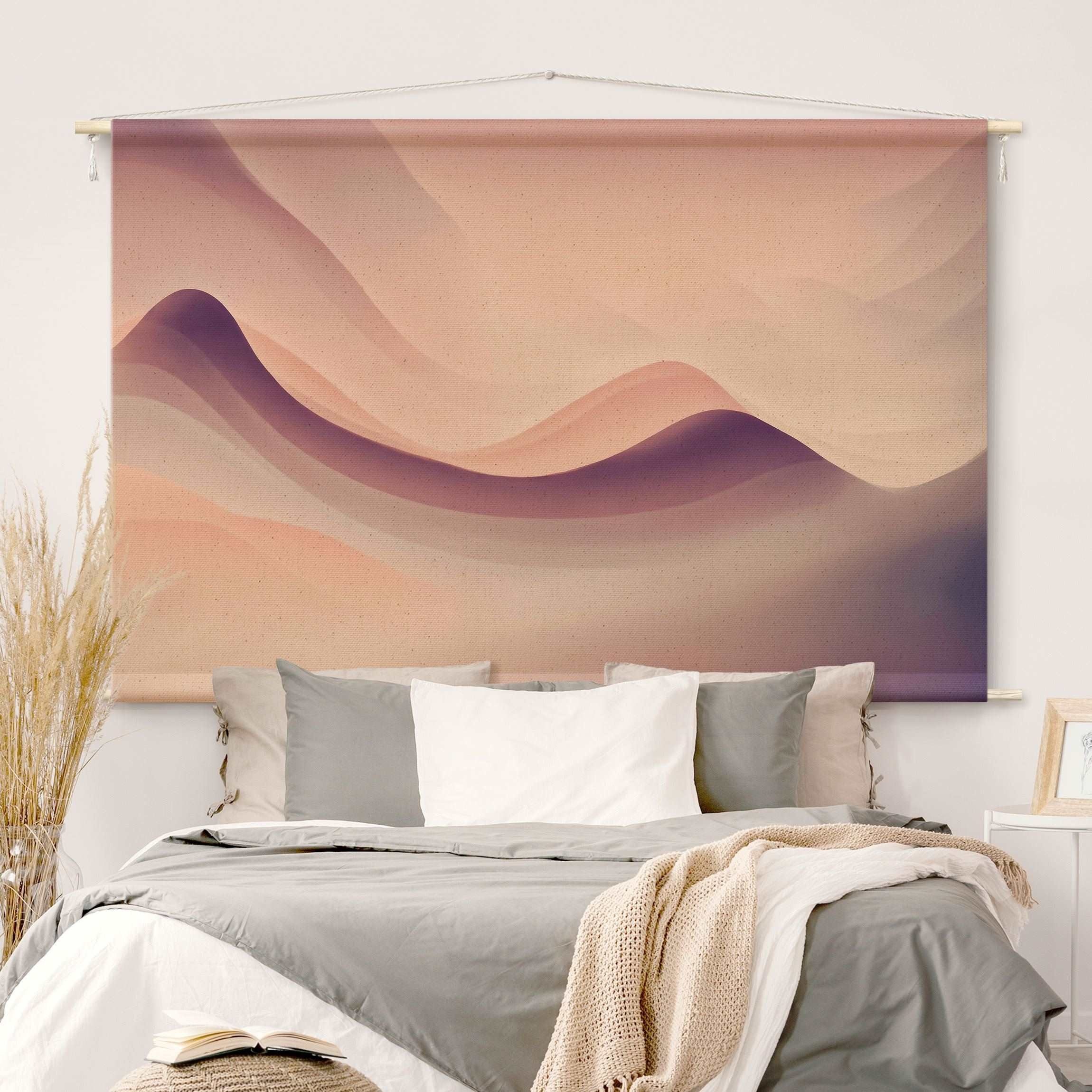Bilderdepot24 Wandteppich modern Abstrakt Farbverlauf rosa, rechteckig, Höhe: 2.6 mm, großes Wandbild aus Natur-Baumwolle Wandbehang Stoffbild Tuch Wollseil