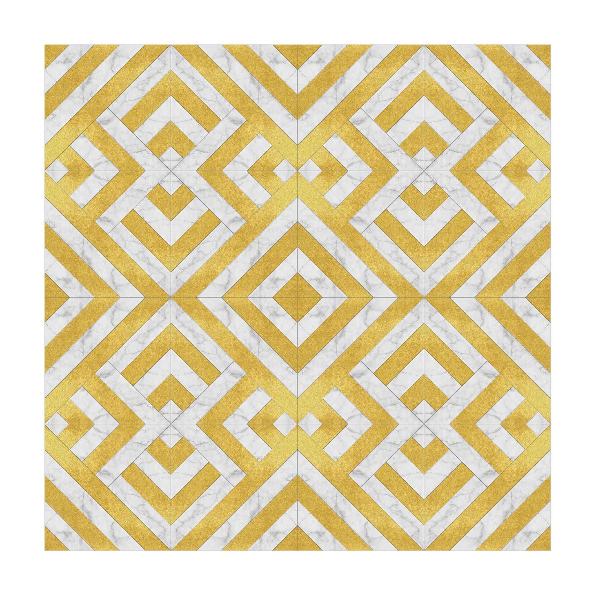 Bilderdepot24 Teppich Vinyl Wohnzimmer Flur Küche Fliesen Steinoptik Marmor, quadratisch - gold glatt, nass wischbar (Küche, Tierhaare) - Saugroboter & Bodenheizung geeignet