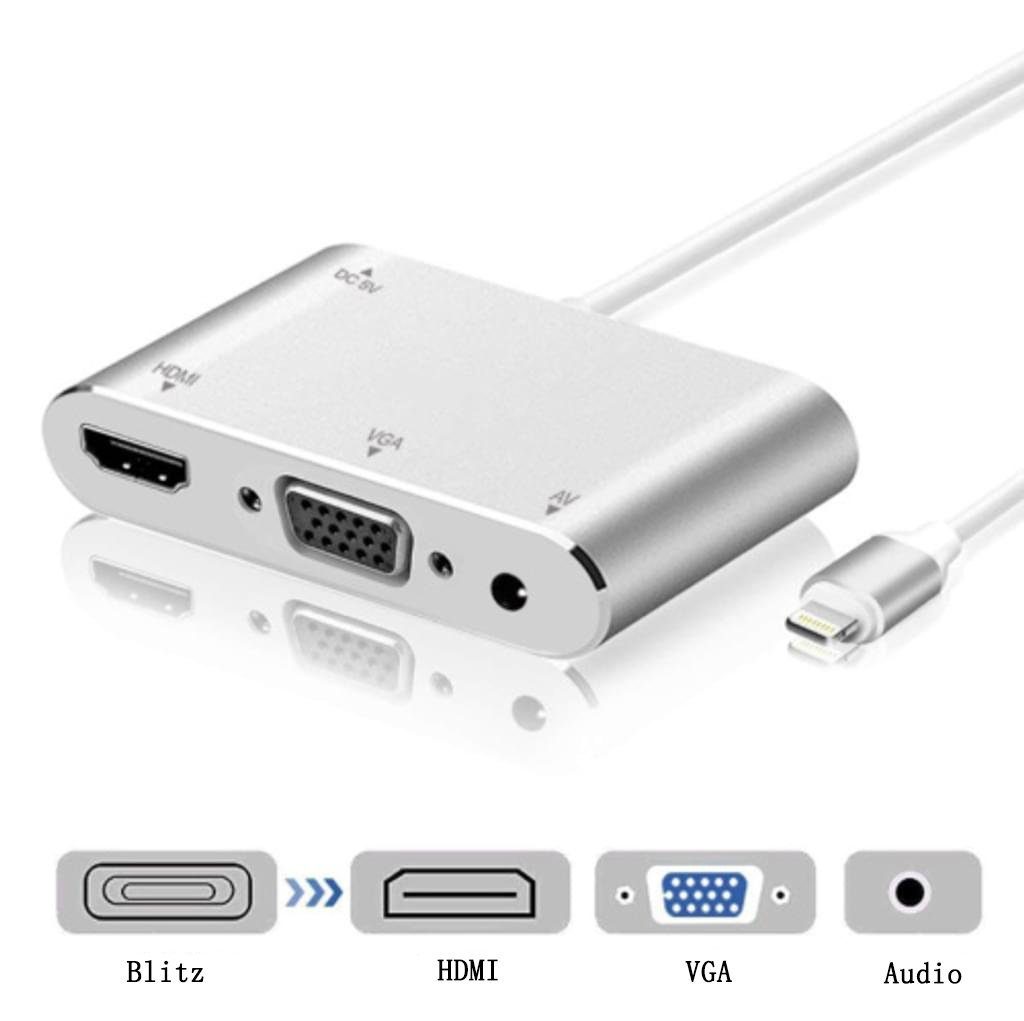 Keine Anwendung erforderlich, Netzteil erforderlich HDMI Adapter für iPhone zu TV,1080P Digital AV Adapter,Sync Bildschirm HDMI Anschluss für iPhone & Pad Kompatibel mit iOS System-Weiß