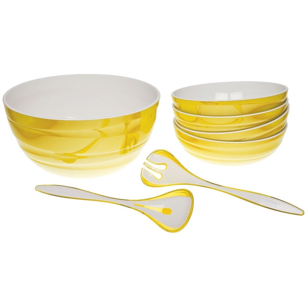 Genius Schüssel Genius - Salatschüssel-Set Schüssel Set 7-tlg. gelb 26094, Kunststoff, spülmaschinengeeignet