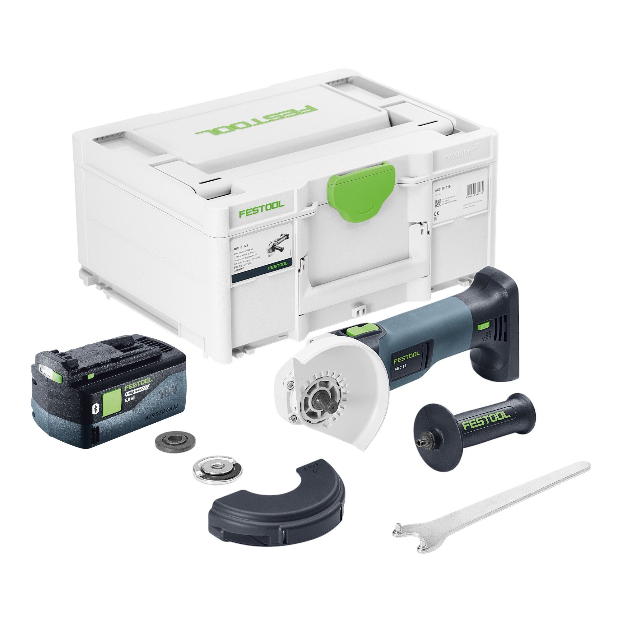 FESTOOL Akku-Winkelschleifer AGC 18-125 EB-Basic Akku Winkelschleifer 18 V 125 mm Brushless + 1x