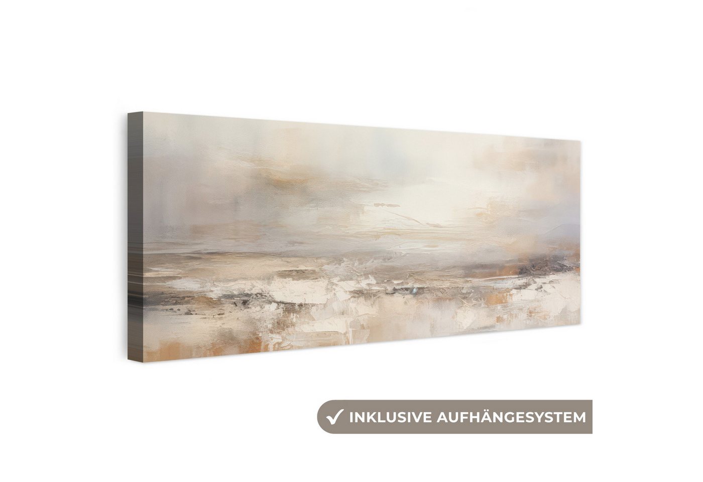 OneMillionCanvasses® Leinwandbild Panorama Kunst - Industriell - Grau - Braun - Abstrakt, Fotodruck (1 St), Schlafzimmer Deko Aesthetic, Bilder über Bett, 60x20 cm