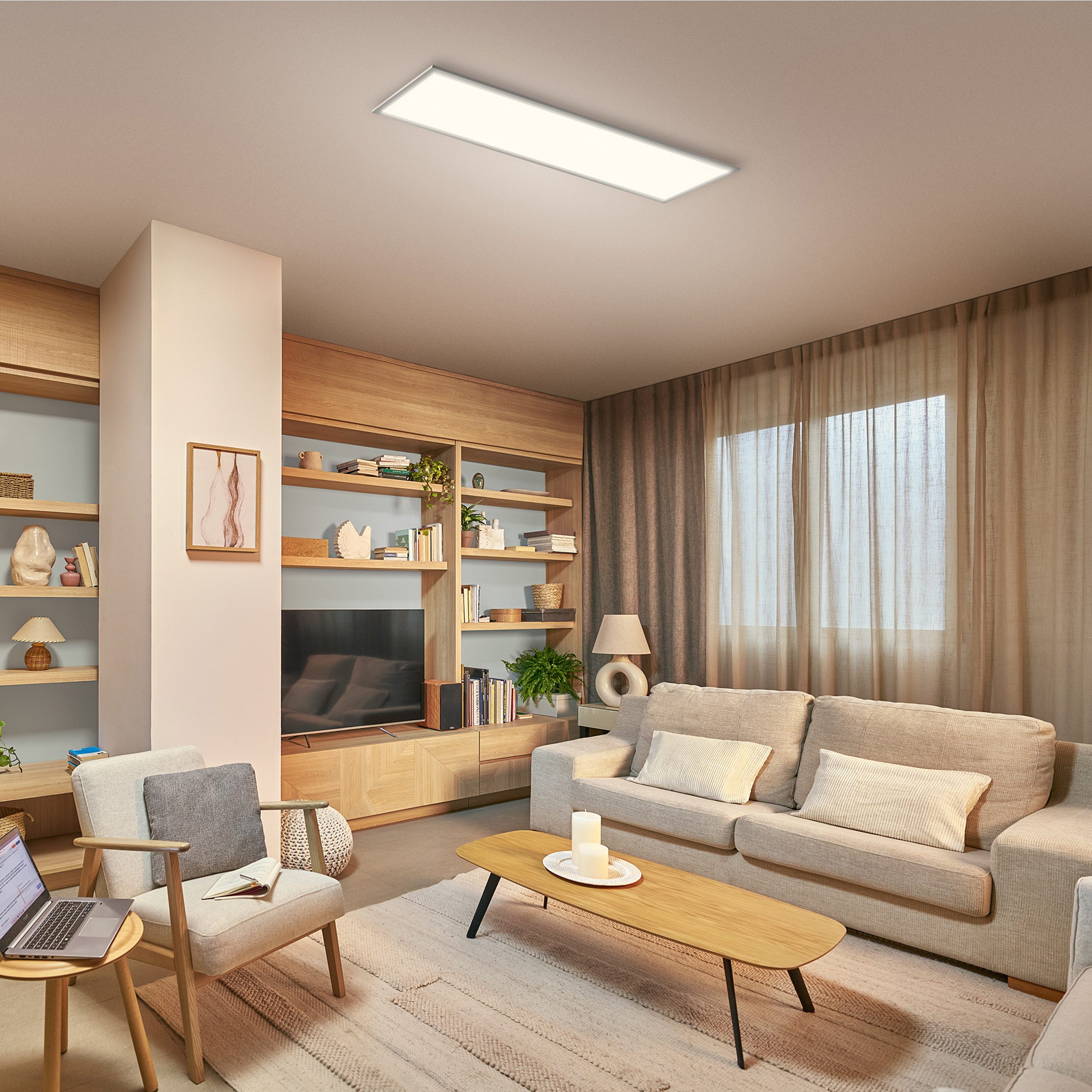 Philips LED Deckenleuchte Superslim AIO Deckenleuchte, CCT - über Fernbedienung, Dimmfunktion, Fernbedienung, Infrarot inkl., Memoryfunktion, dimmbar über Fernbedienung, mehrere Helligkeitsstufen, LED fest integriert, warmweiß - kaltweiß, 2200 - 6500 Kelvin, verstellbare Farbtemperatur, 3600 Lumen, 100x25cm