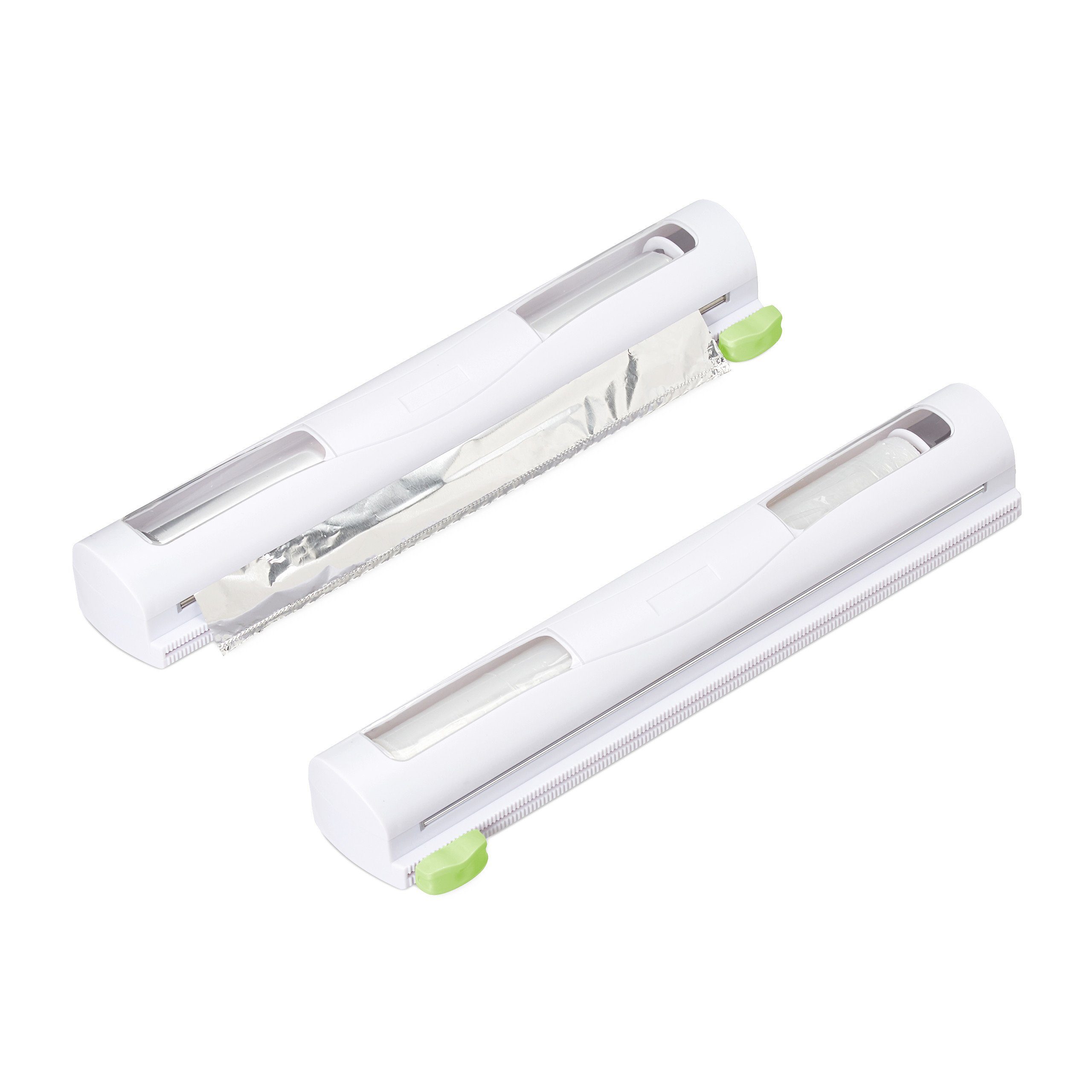 relaxdays Folienspender Folienschneider 2er Set magnetisch