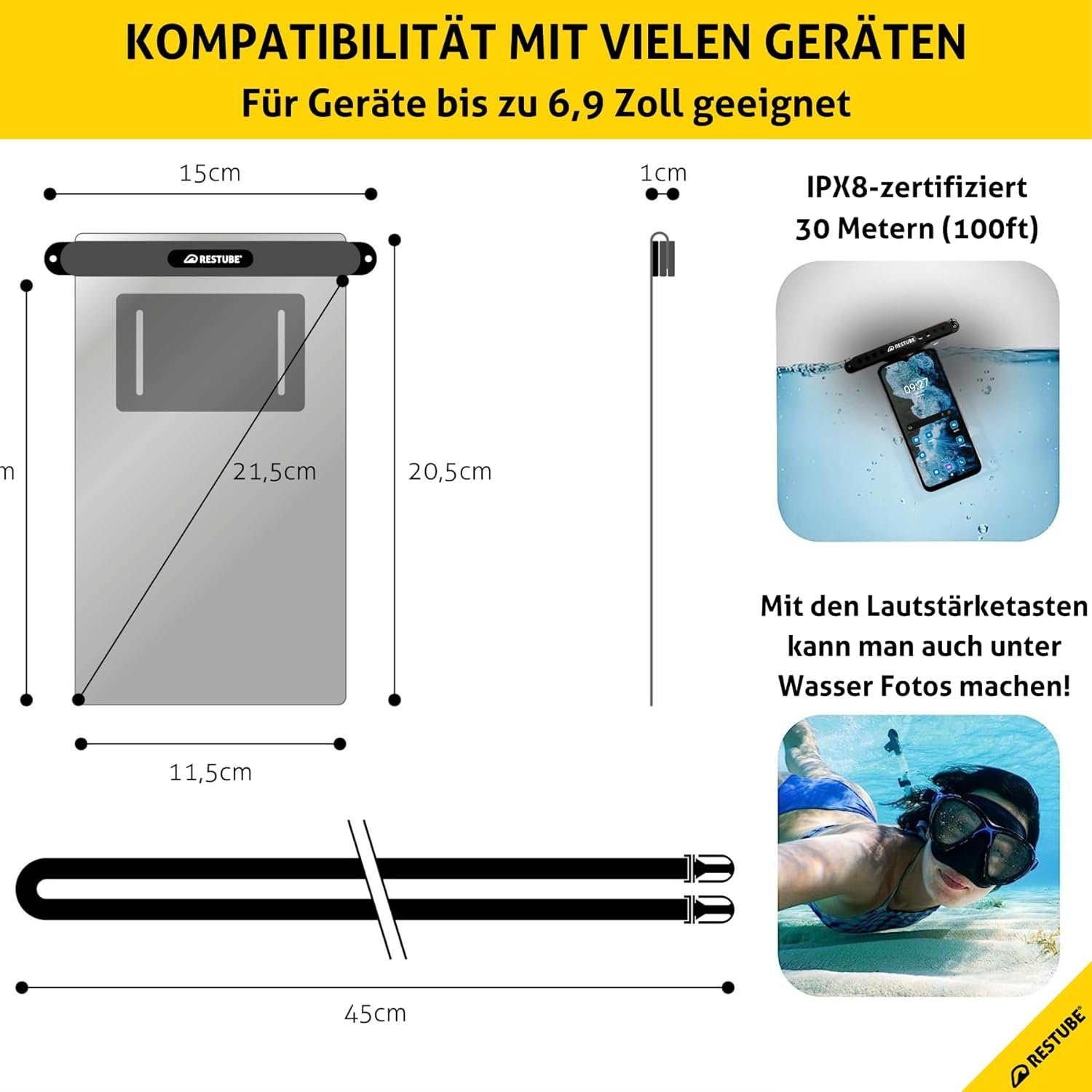 Restube Handytasche Wasserdichte Smartphone-Hülle by RESTUBE & Fidlock, Magnetisch schließend