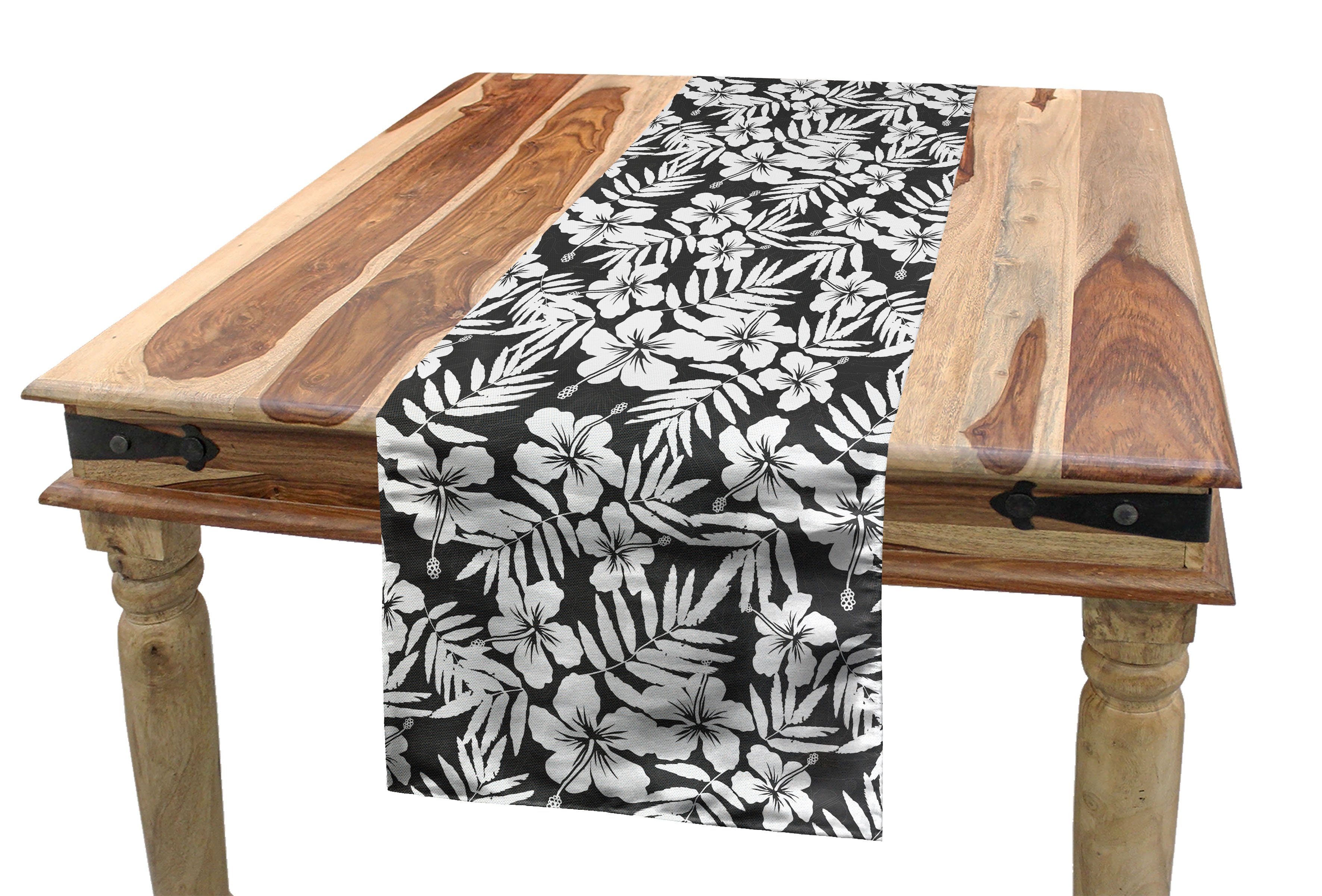 Tropisch Tischläufer, Hibiskus-Blume Esszimmer Exotische Küche Abakuhaus Dekorativer Rechteckiger Tischläufer