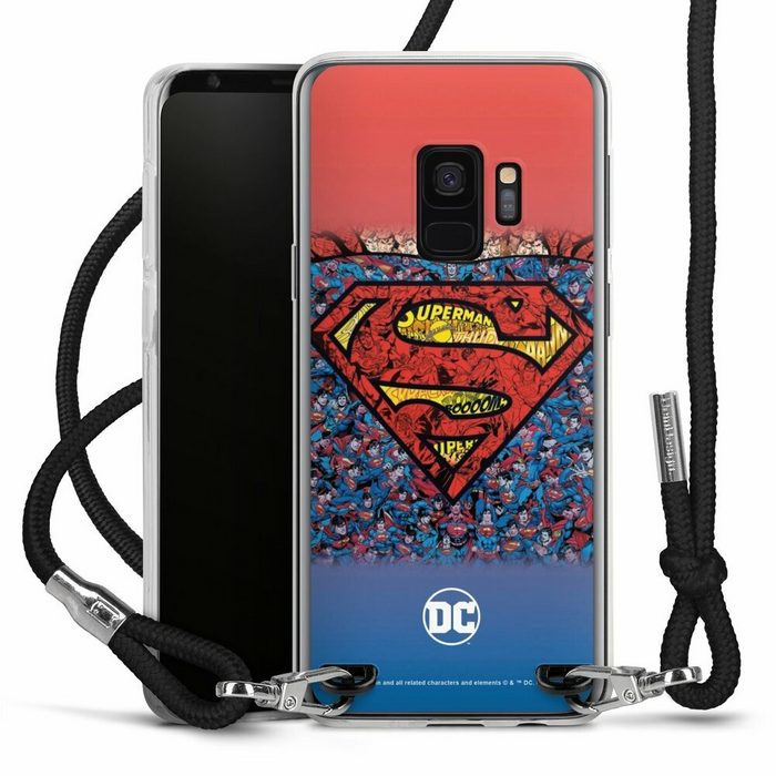 DeinDesign Handyhülle Superman Offizielles Lizenzprodukt Logo Superman Logo Mosaic Samsung Galaxy S9 Handykette Hülle mit Band Case zum Umhängen