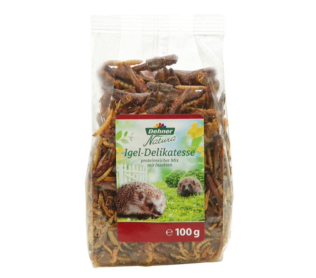 Dehner Natura Premium Igel Insekten-Delikatesse, 8 x 100 g (800 g), für: Igel, aus Insekten, proteinreich, vitaminreich