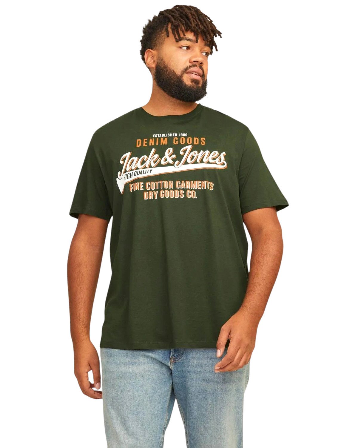 Jack & Jones PlusSize Print-Shirt Weites Shirt mit Printdruck (Spar-Set, 5er-Pack)