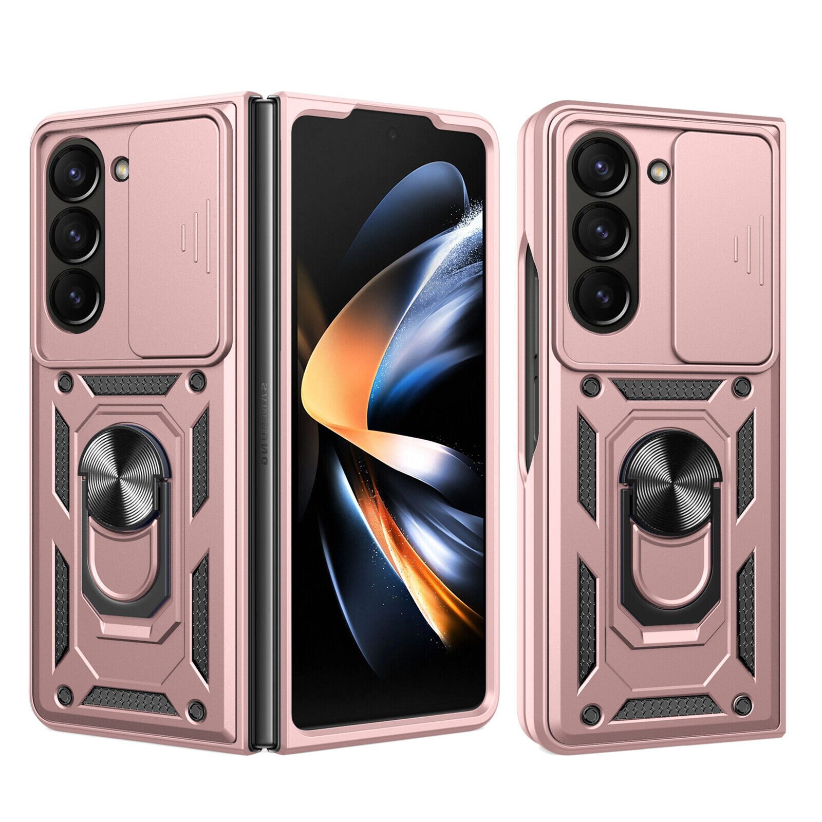 betterfon Handyhülle Panzerhülle für Samsung Galaxy Z Fold 5 mit Kameraschutz & Ringhalter, Outdoorhülle mit Smartstand und Silikonkern