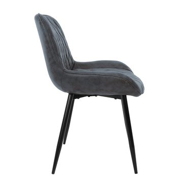 ML-DESIGN Stuhl Esszimmerstühle Set mit Rücken und Armlehnen Polster Küchenstühle, 8x Esszimmerstühle Anthrazit 54x60x84cm aus PU-Leder mit Metallbeine