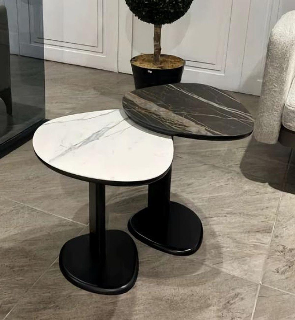 Xlmoebel Satztisch Beistelltische Set Schwarz Weiß 2tlg - Design & Stabilität, Made in Europa