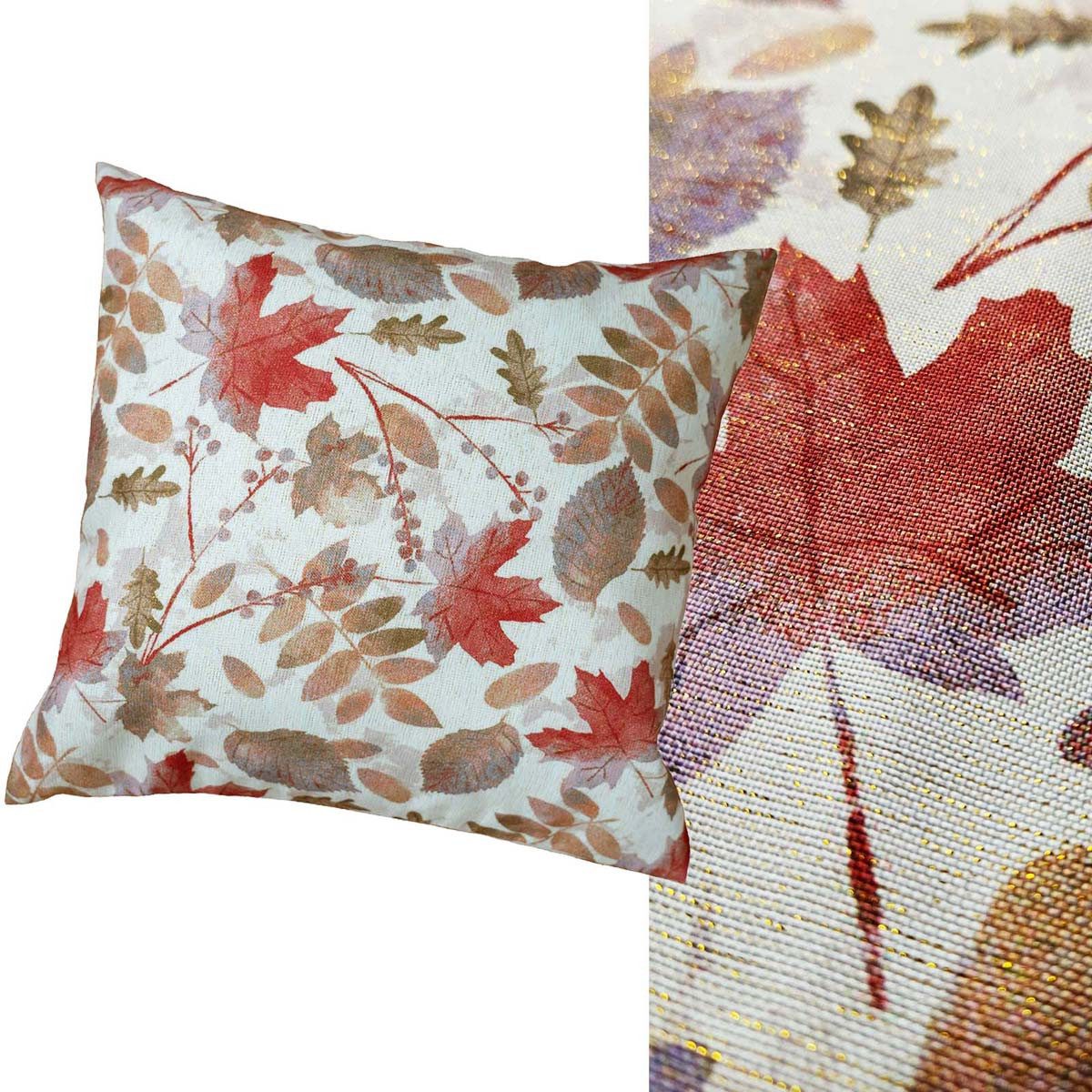 Raebel Tischdecke Blätter Gold Lurex Kissenbezug 40x40, mit herbstlichem Mo günstig online kaufen