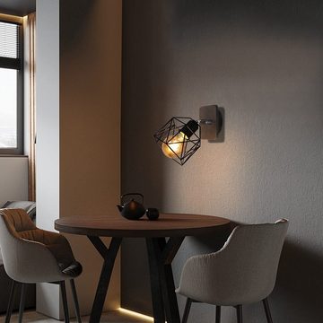 Nettlife Wandleuchte Vintage Schwarz 1 flammig E27 Metall Industrial Deckenspot, Schwenkbar 60 °, LED wechselbar, Wohnzimmer Schlafzimmer Flur Balkon Küche
