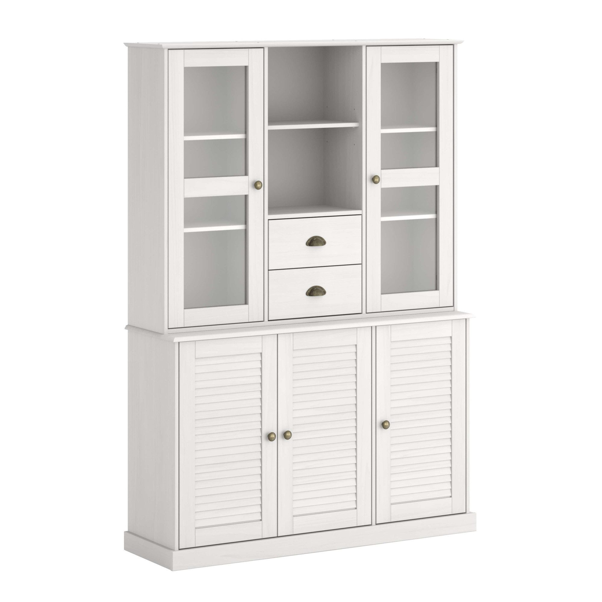 OTTO home Buffet Turia mit Glas- u. Lamellentüren, aus massivem Kiefernholz FSC®, Höhe 180 cm
