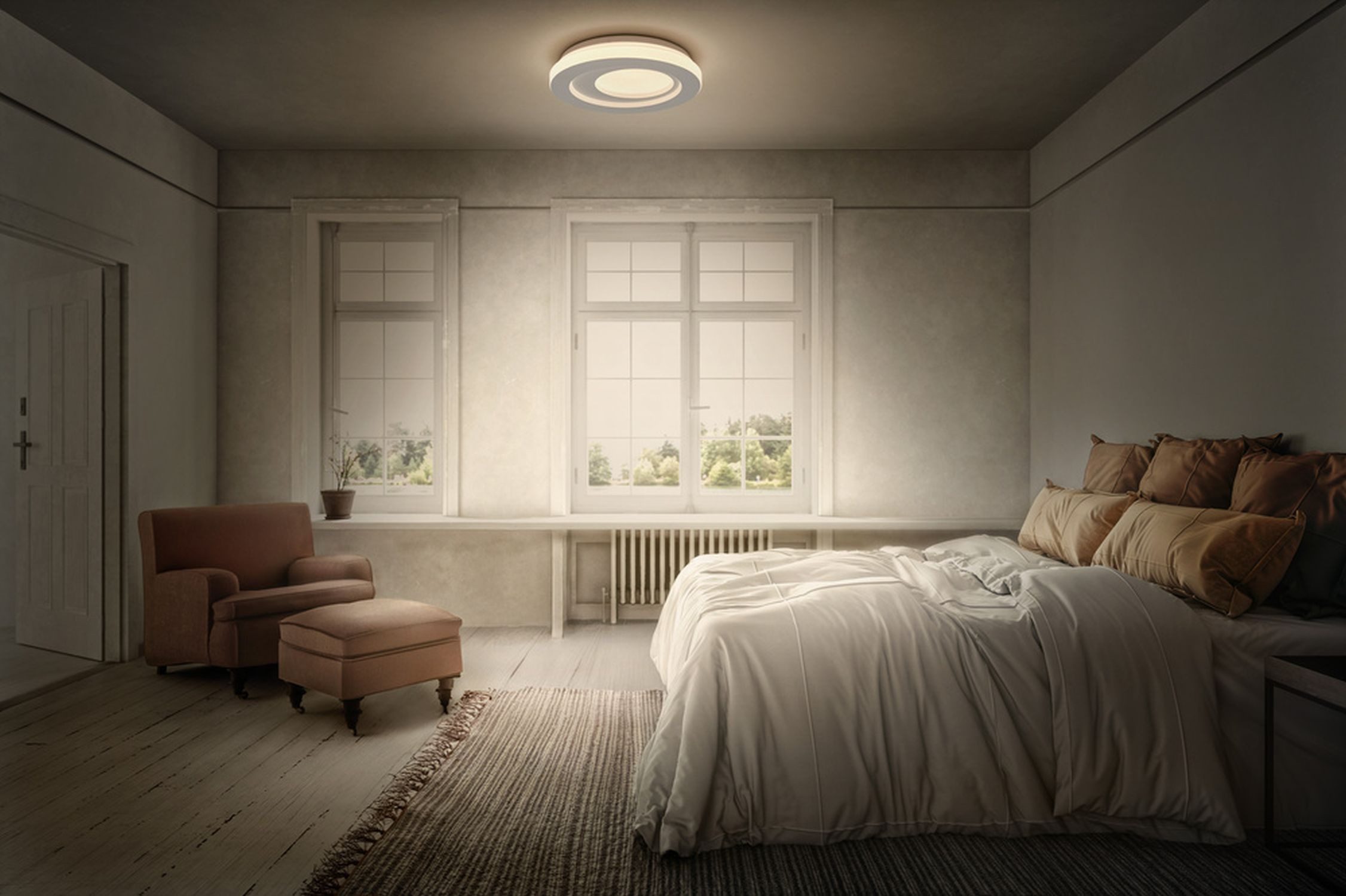 Licht-Erlebnisse Deckenleuchte KORESAD, LED fest integriert, Warmweiß, LED Ø 39 cm rund 3000 K 2000 lm Modern