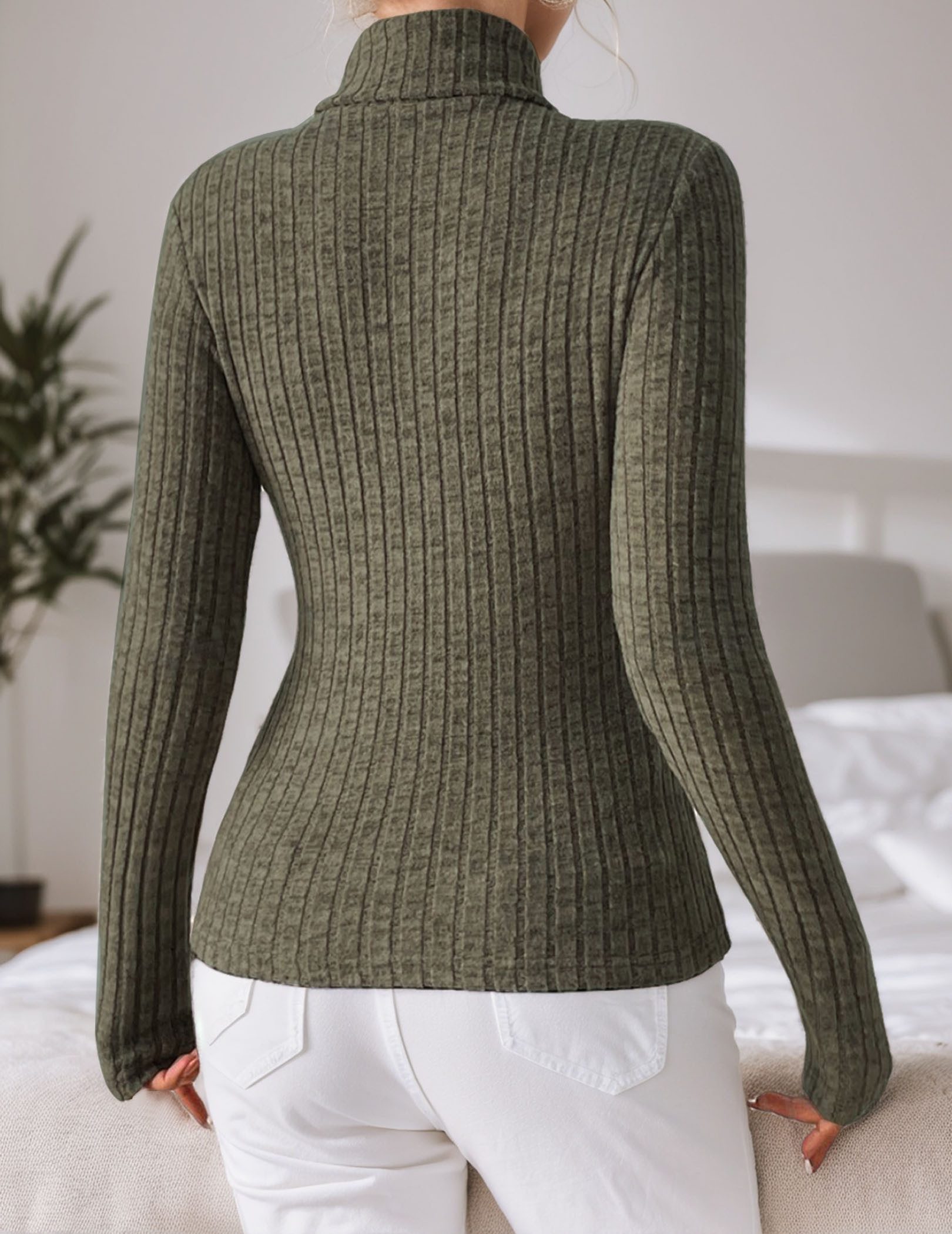 LUCKZON Rollkragenpullover Damen Rollkragen Langarmshirts mit günstig online kaufen