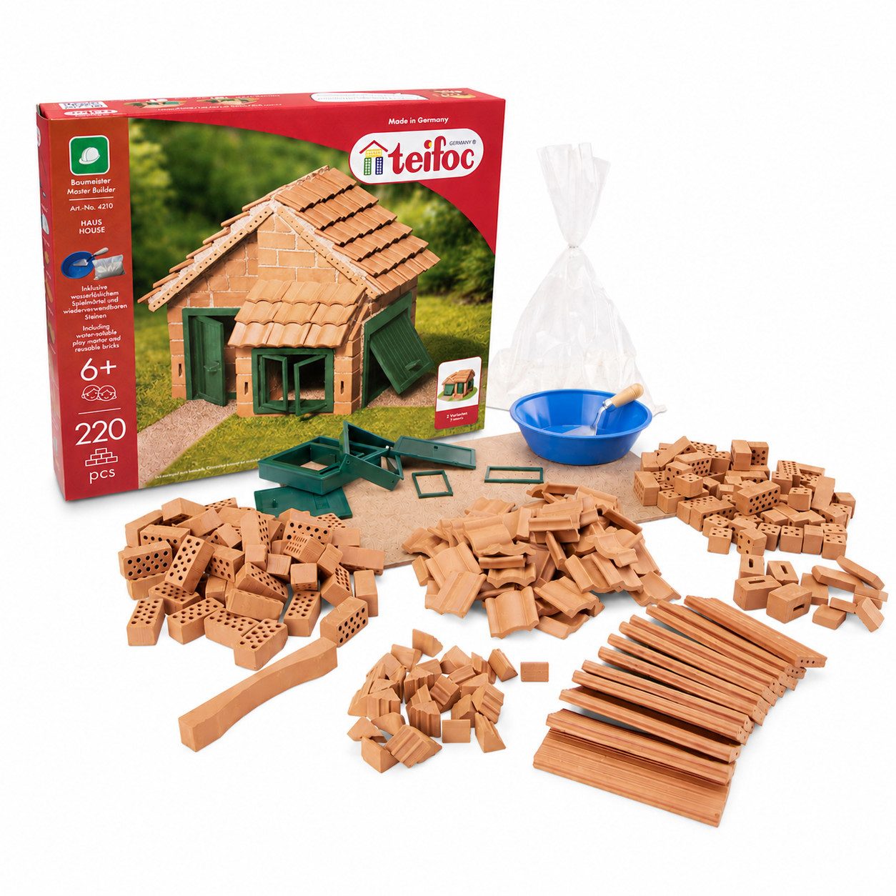 teifoc Haus mit Ziegeldach Steinbaukasten, (Bastelset, 200 St., Bausatz), Modellbausatz, Made in Germany