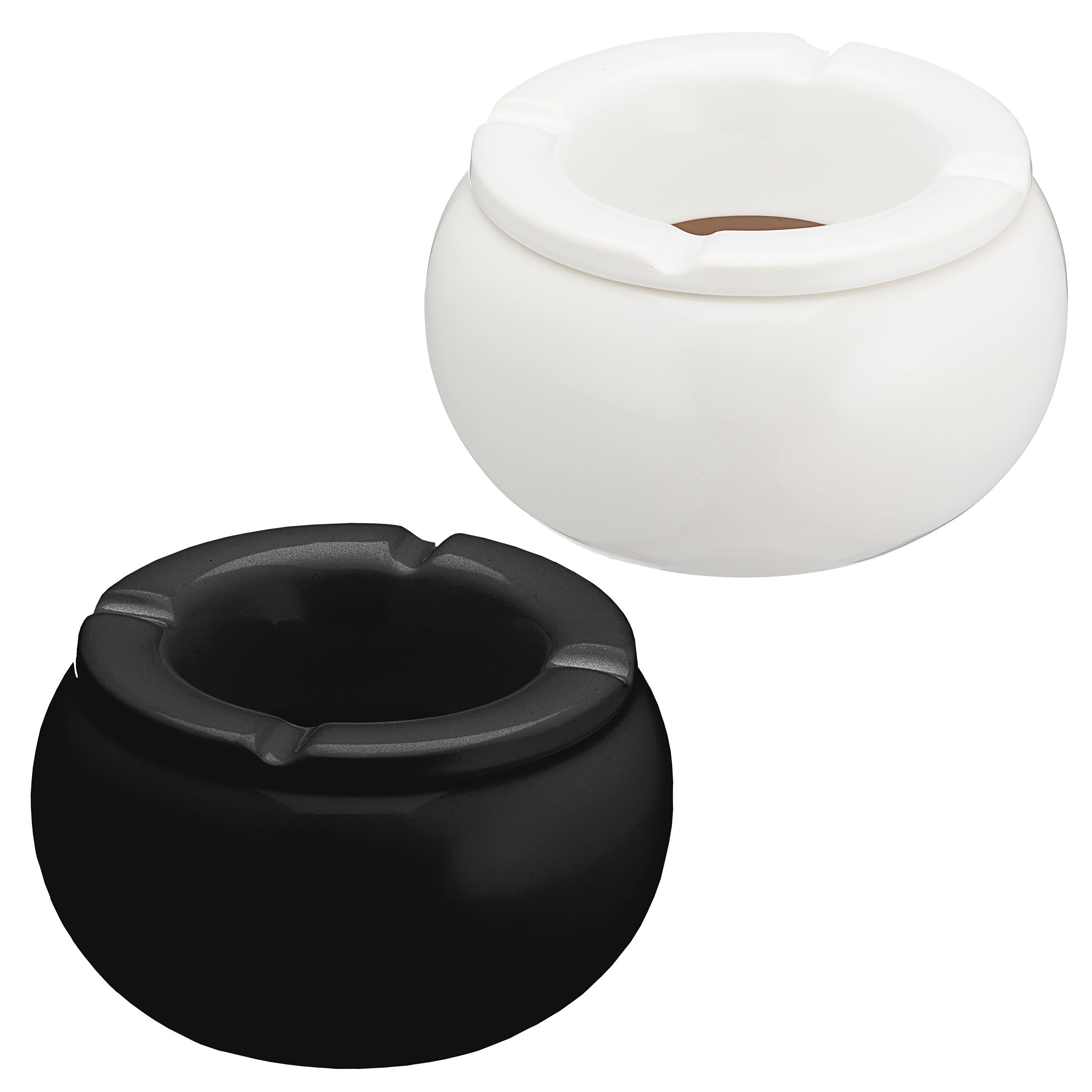 CEPEWA Aschenbecher Sturmaschenbecher 2er Set Ø13cm Keramik weiß schwarz rund Aschenbecher