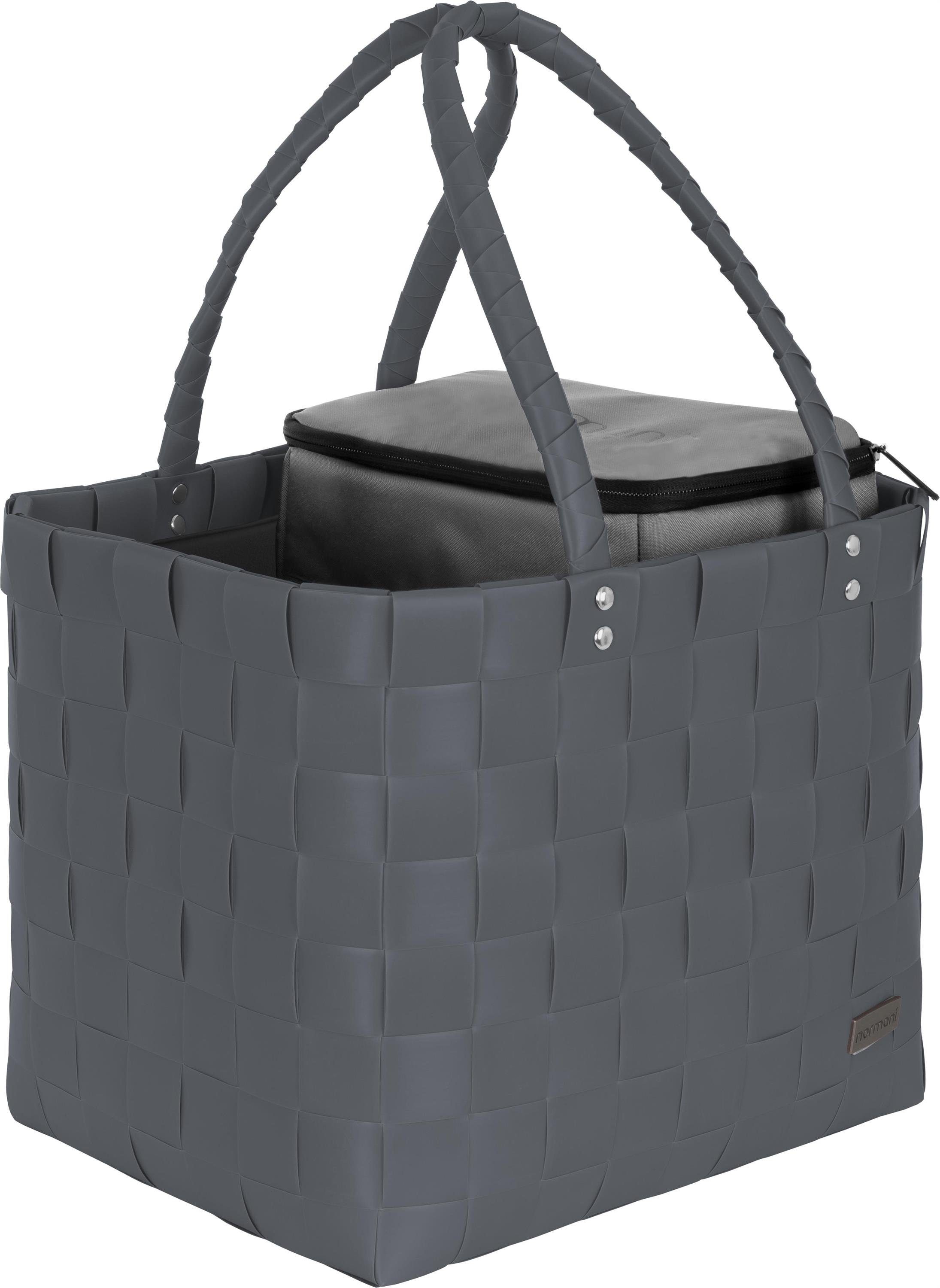 normani Einkaufskorb Flechtkorb mit kleiner Kühltasche, 20 l, Einkaufskorb mit kleinem Kühlkorb