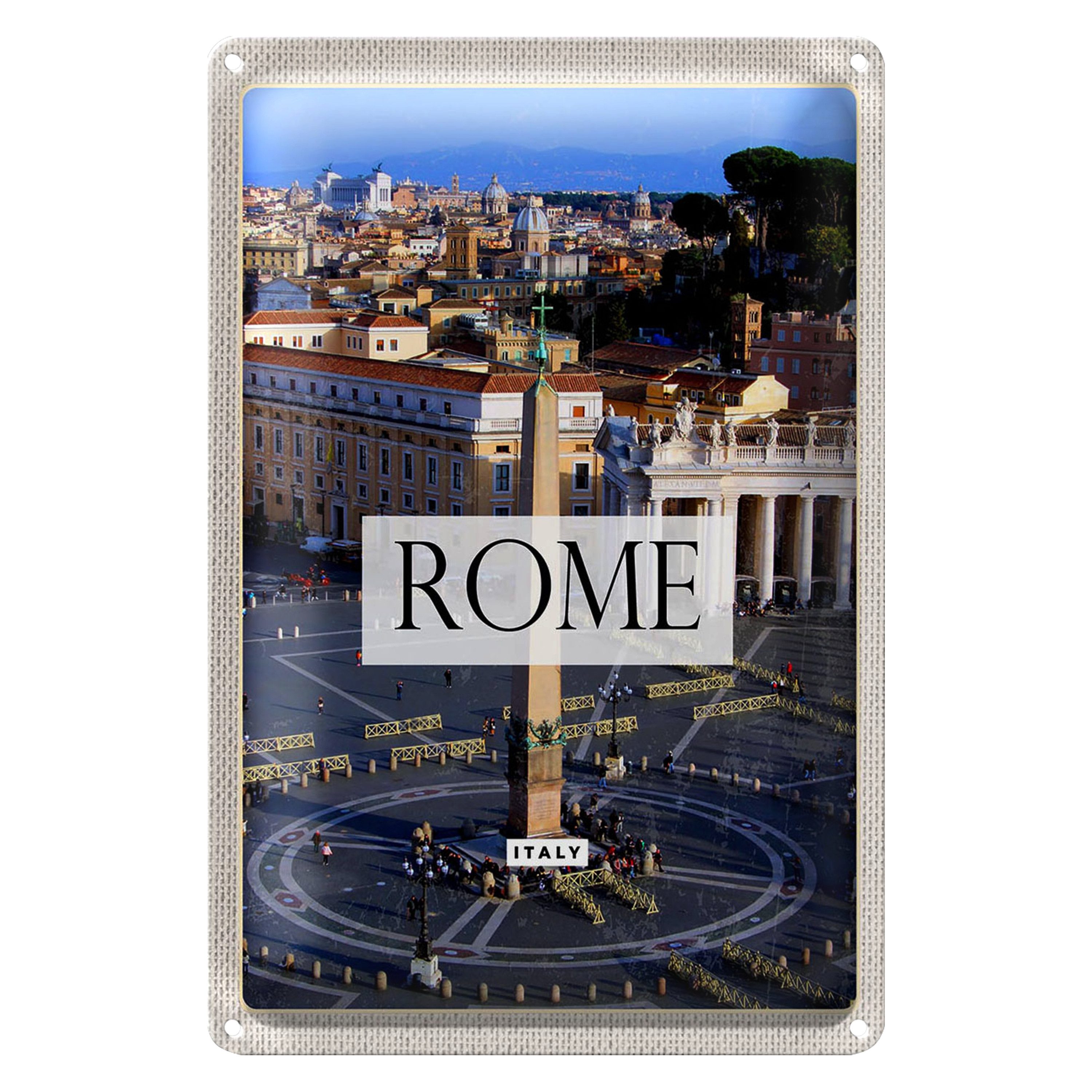Roomando Metallschild Reise 12x18cm Rom Italien Petersplatz Urlaub