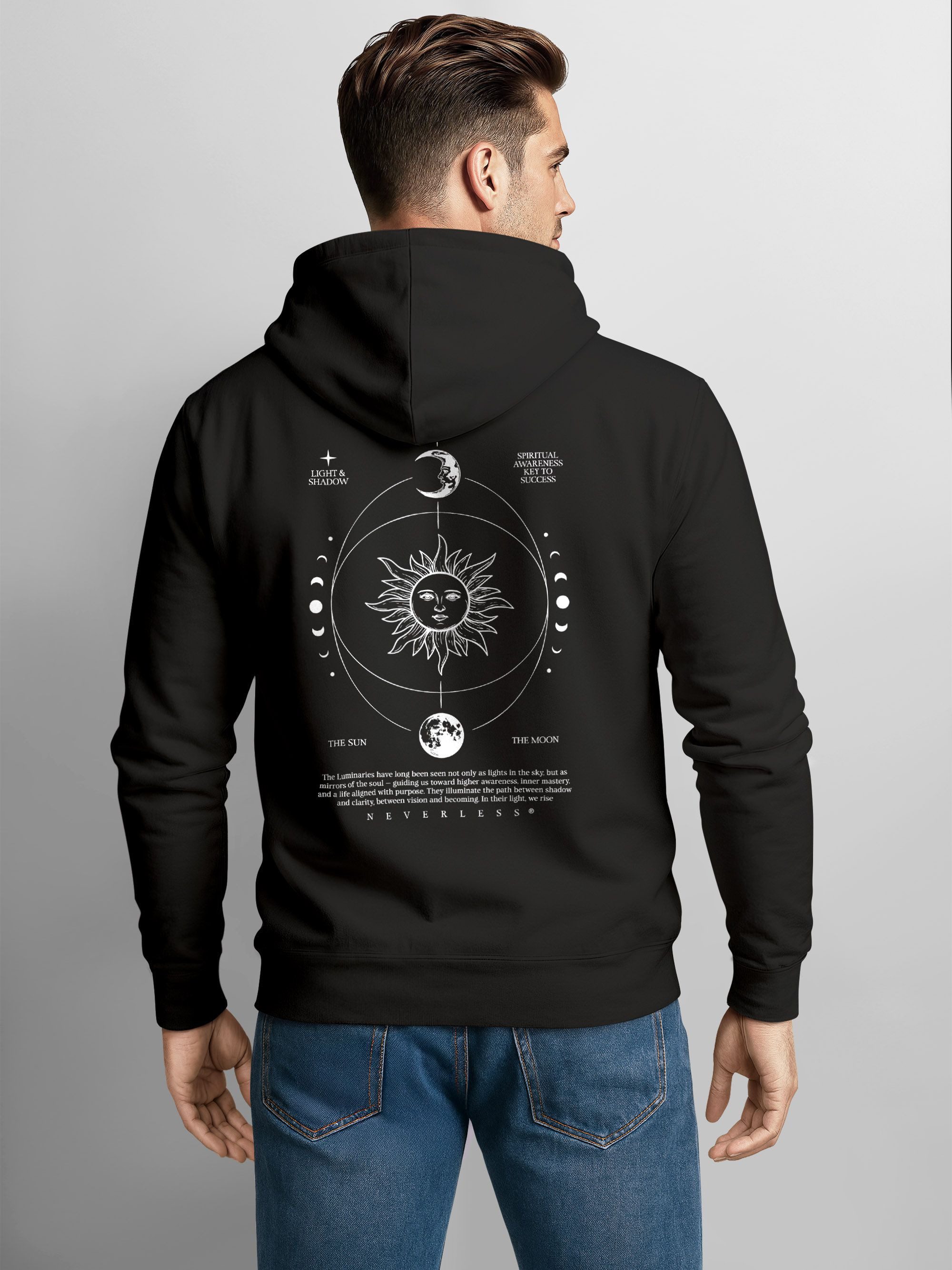 Neverless Hoodie Herren Hoodie Backprint Sun & Moon, Kapuzensweatshirt mit günstig online kaufen