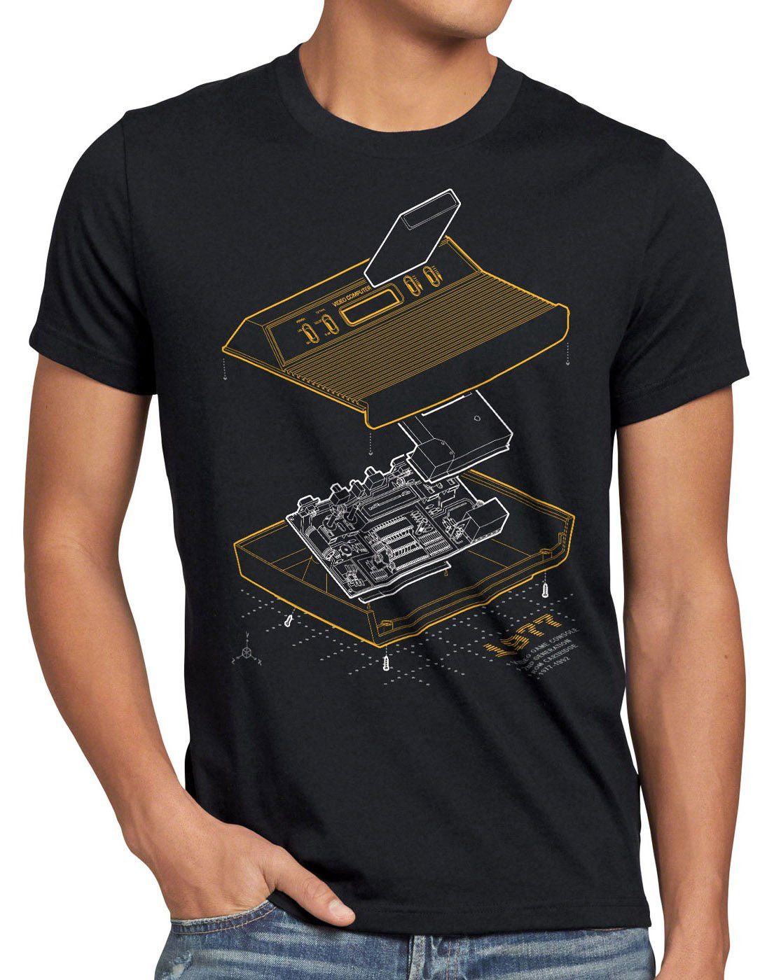 style3 Print-Shirt Herren T-Shirt VCS2600 anno 1977 classic gamer retro heimcomputer